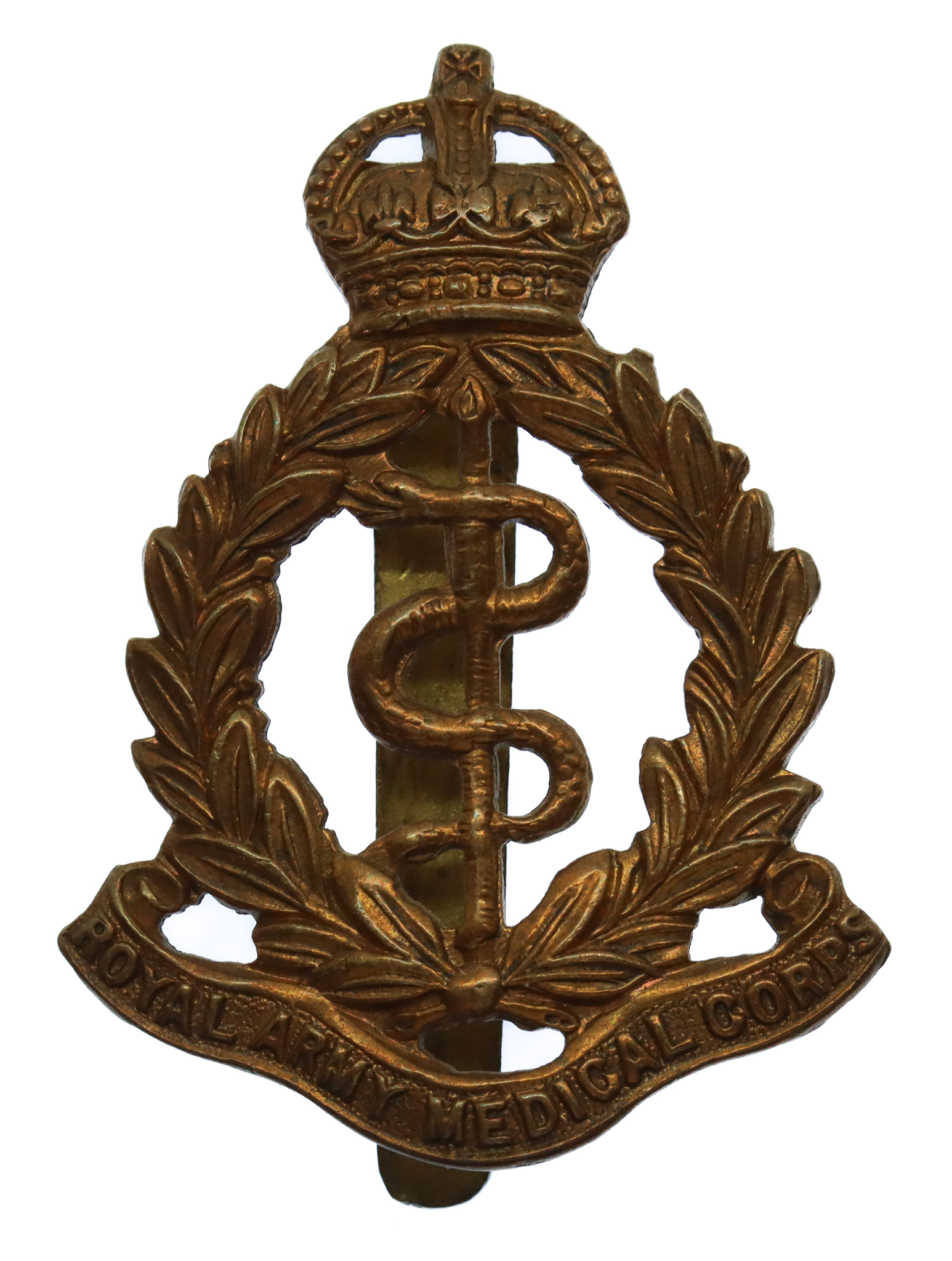 Royal Army Medical Corps (R.A.M.C.) Brass Cap Badge - King's Crown