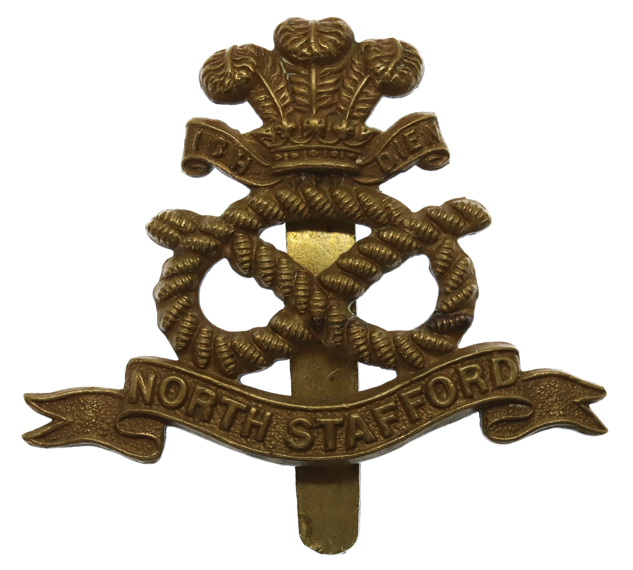 North Staffordshire Regiment WW1 All Brass Economy Cap Badge