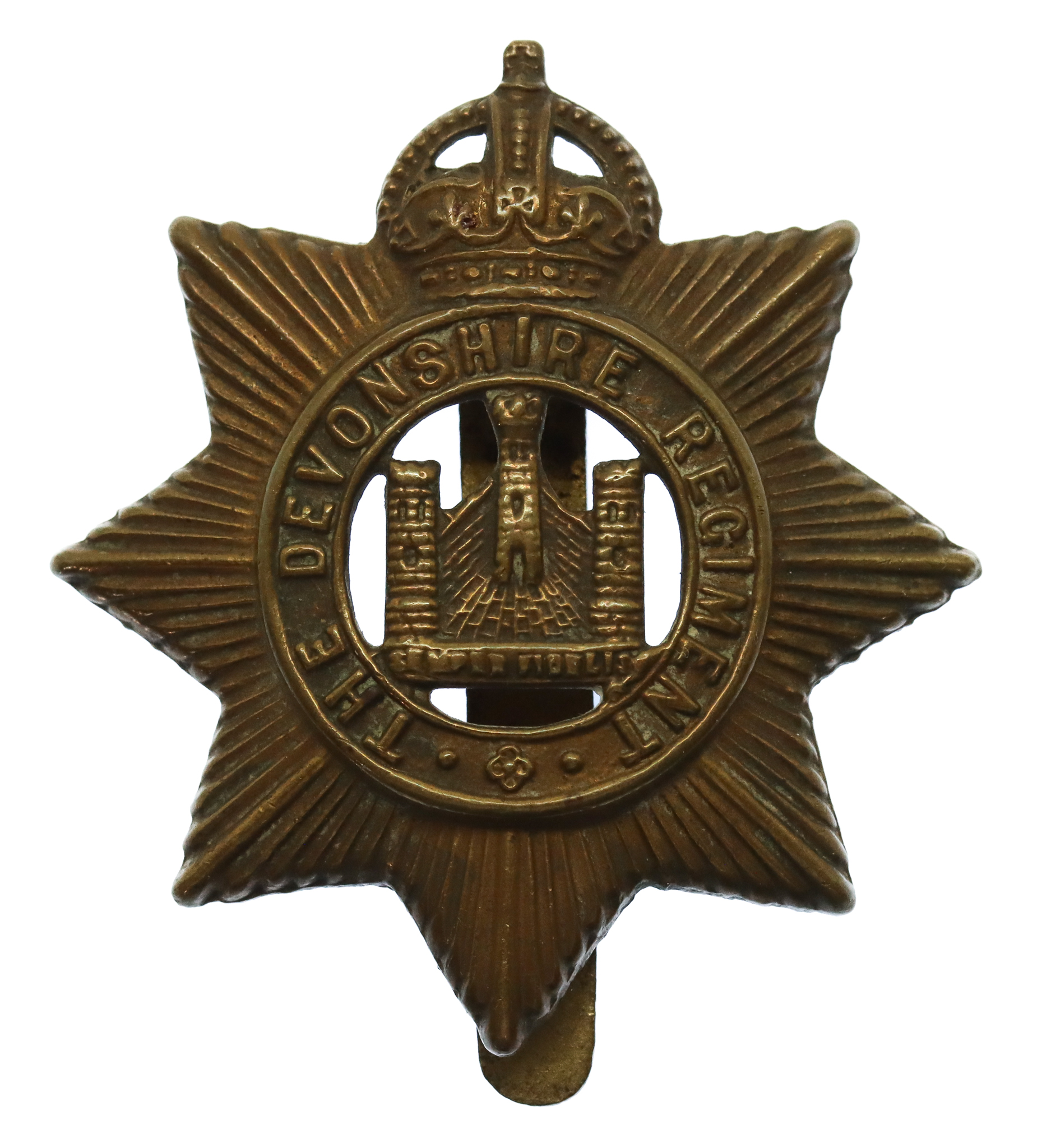Devonshire Regiment WW1 All Brass Economy Cap Badge