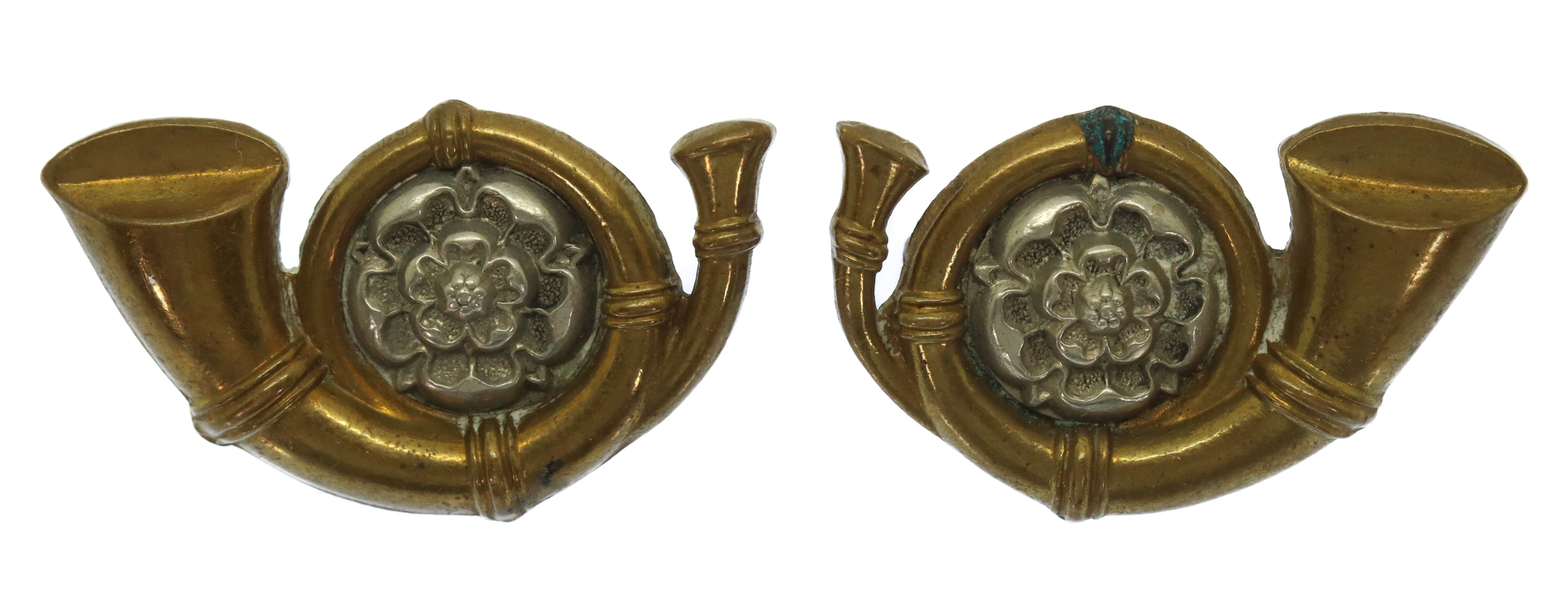 Pair of King's Own Yorkshire Light Infantry (K.O.Y.L.I.) Collar Badges