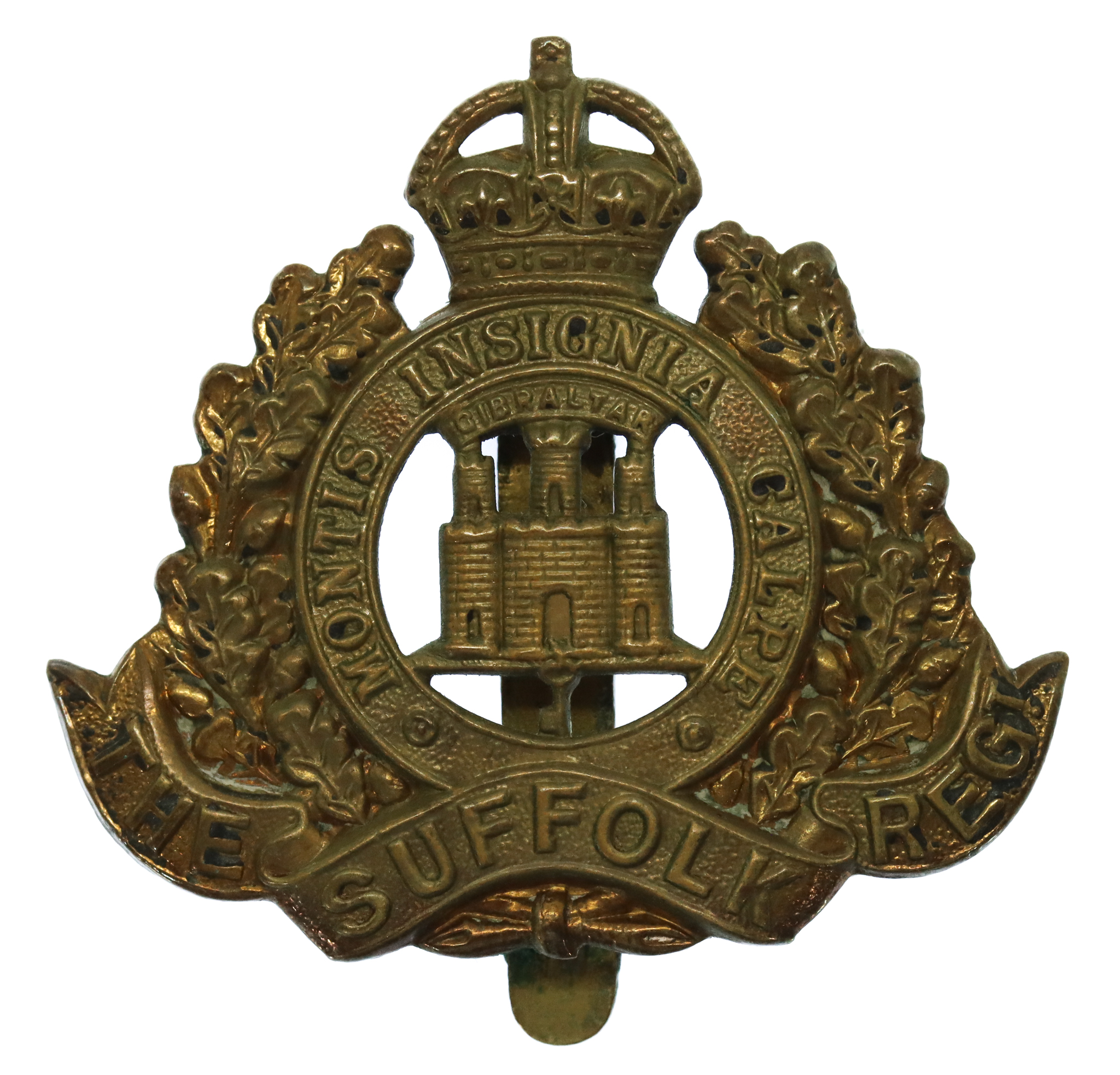 Suffolk Regiment WW1 All Brass Economy Cap Badge