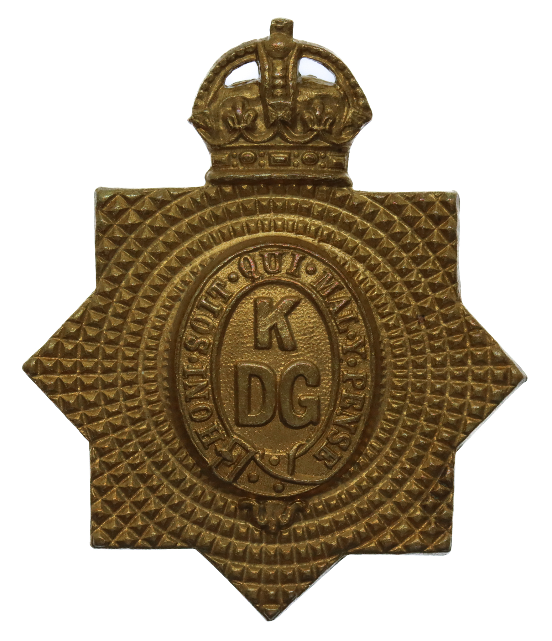 1st King's Dragoon Guards WW1 All Brass Economy Cap Badge