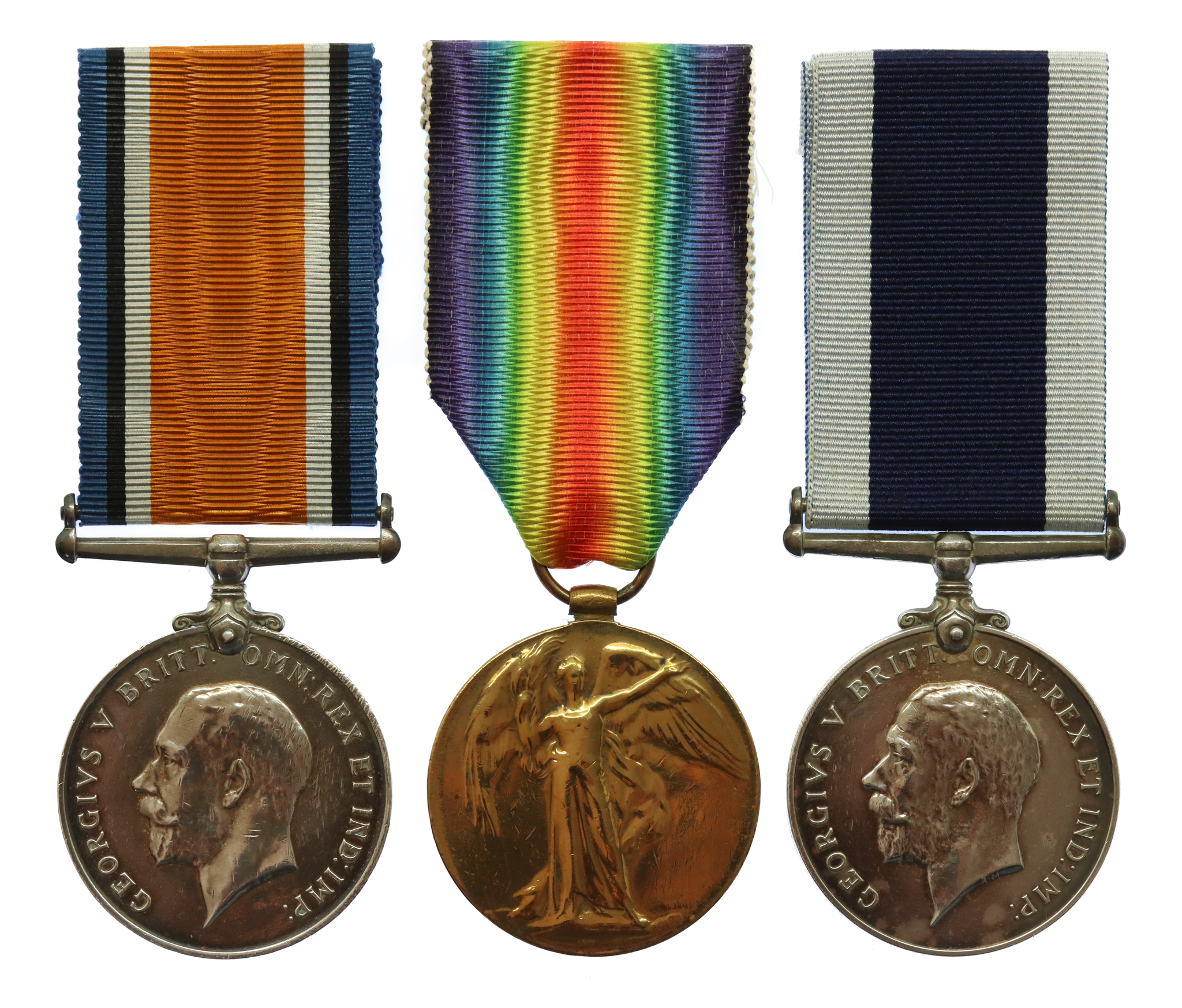 WW1 British War Medal, Victory Medal and Royal Navy Long Service& Good Conduct Medal Group of Three - Leading Seaman F.J. Sutton, Royal Navy