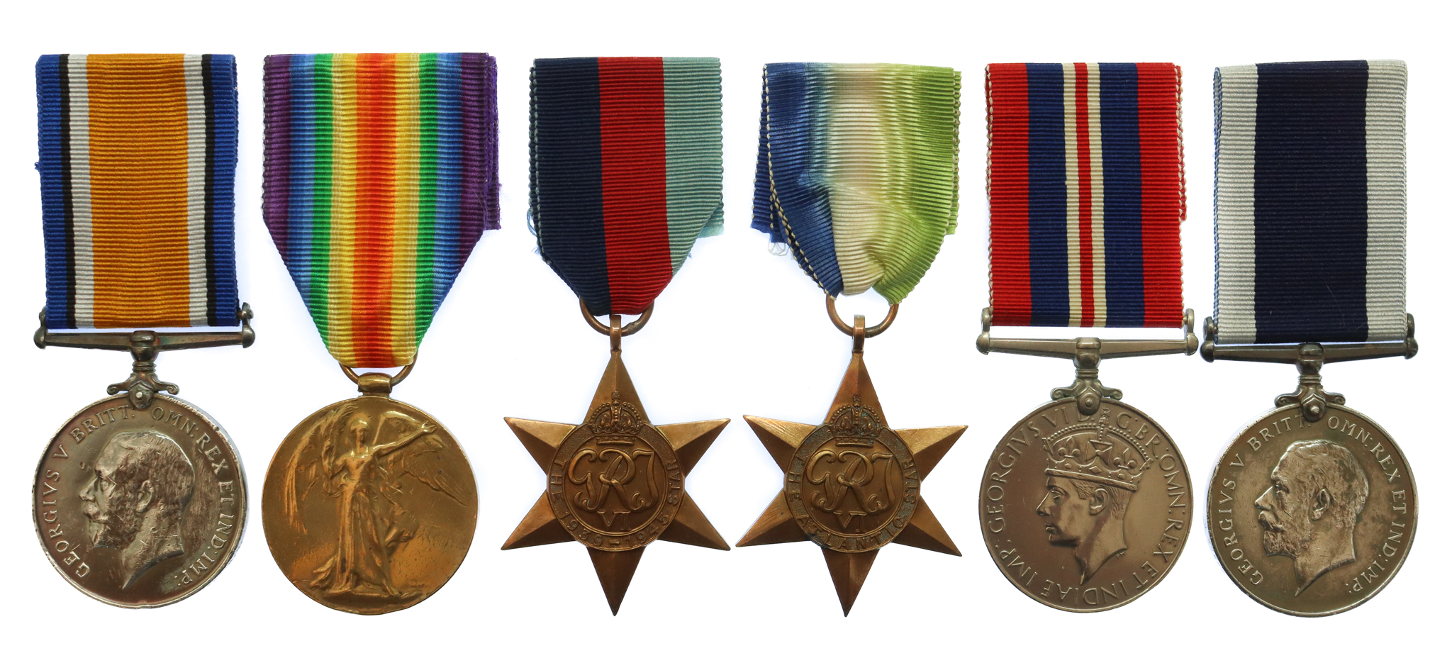 WW1 and WW2 SS City of Bedford Casualty Medal Group of Six - Petty Officer Tel. M.E.J. Delaney, Royal Navy