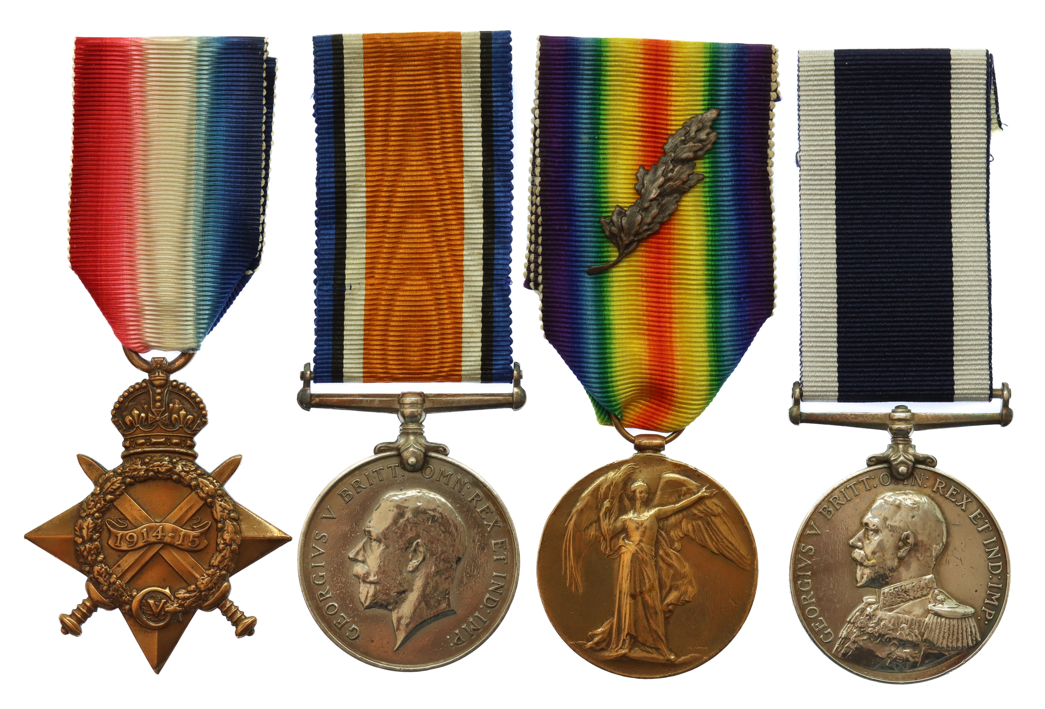 WW1 Mentioned in Despatches 1914-15 Star Trio and Royal Navy Long Service & Good Conduct Medal Group of Four - Yeoman of Signals A.T. Farmer, Royal Navy