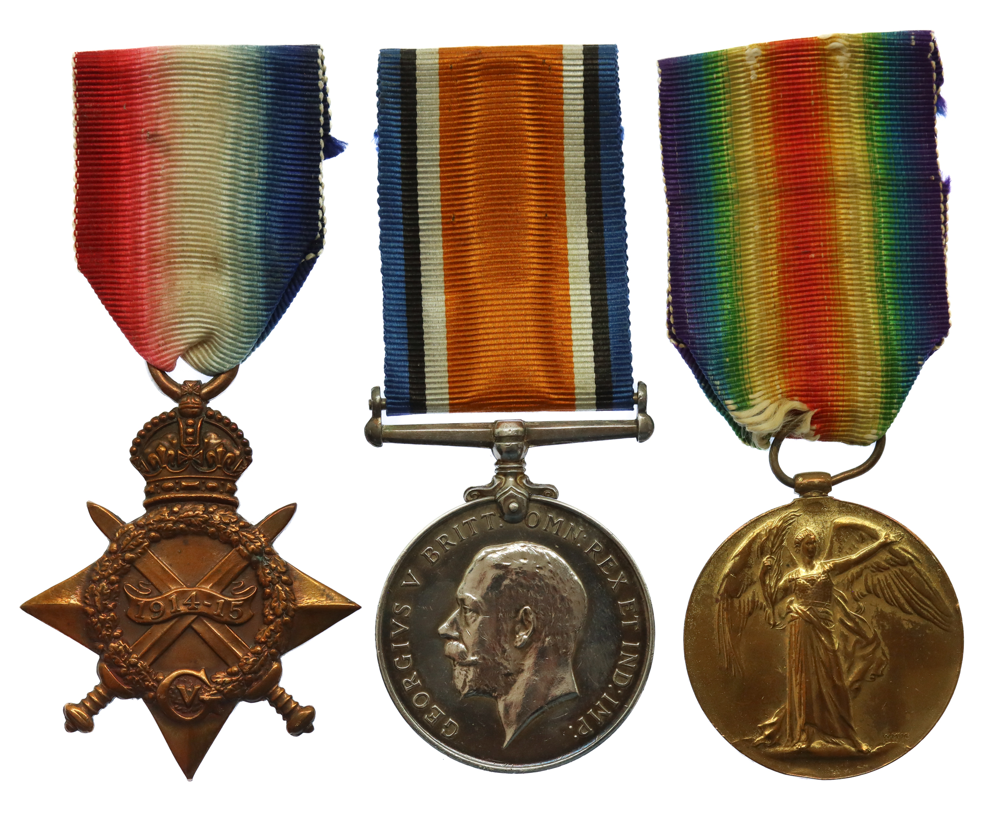 WW1 "Q" Ship "Wonganella" 1914-15 Star Medal Trio - Sto.1. G.A. Bridges, Royal Navy - Severely Wounded