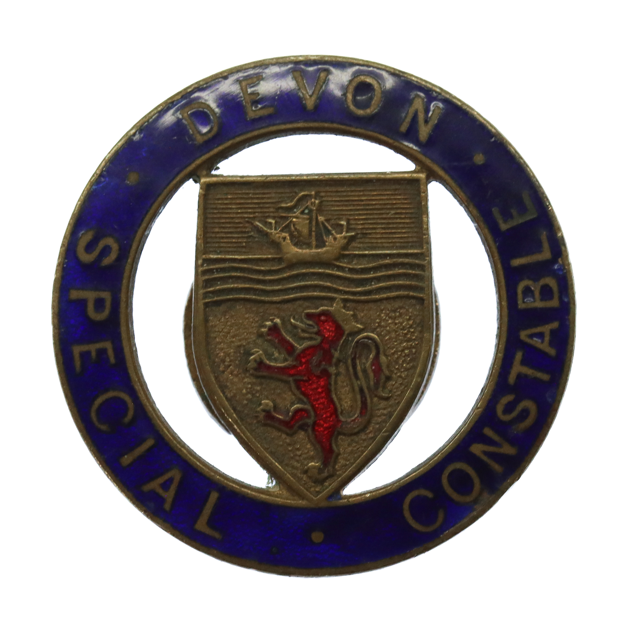 Devon Special Constable Enamelled Lapel Badge (Red Lion)