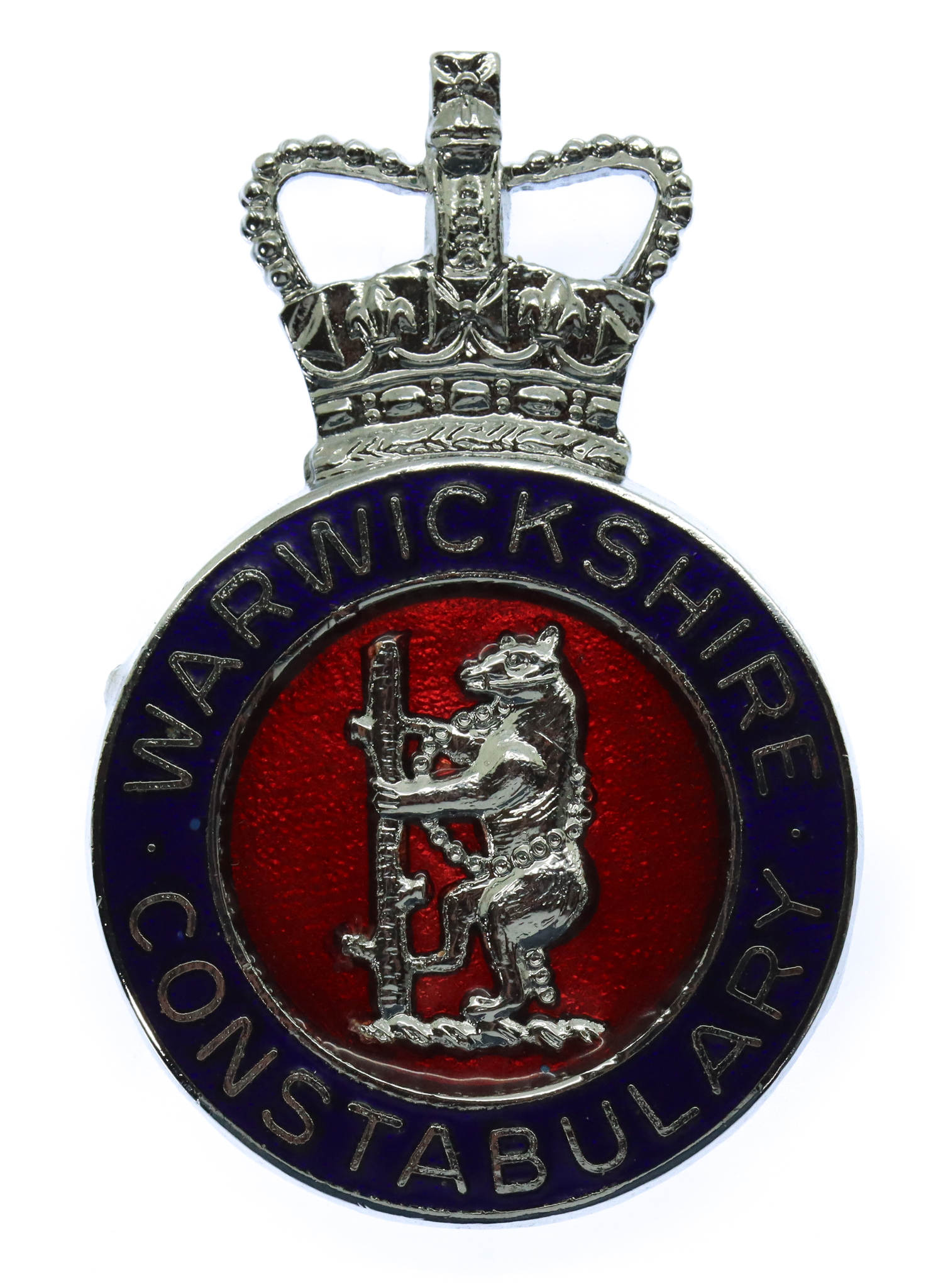 Warwickshire Constabulary Enamelled Cap Badge - Queen's Crown