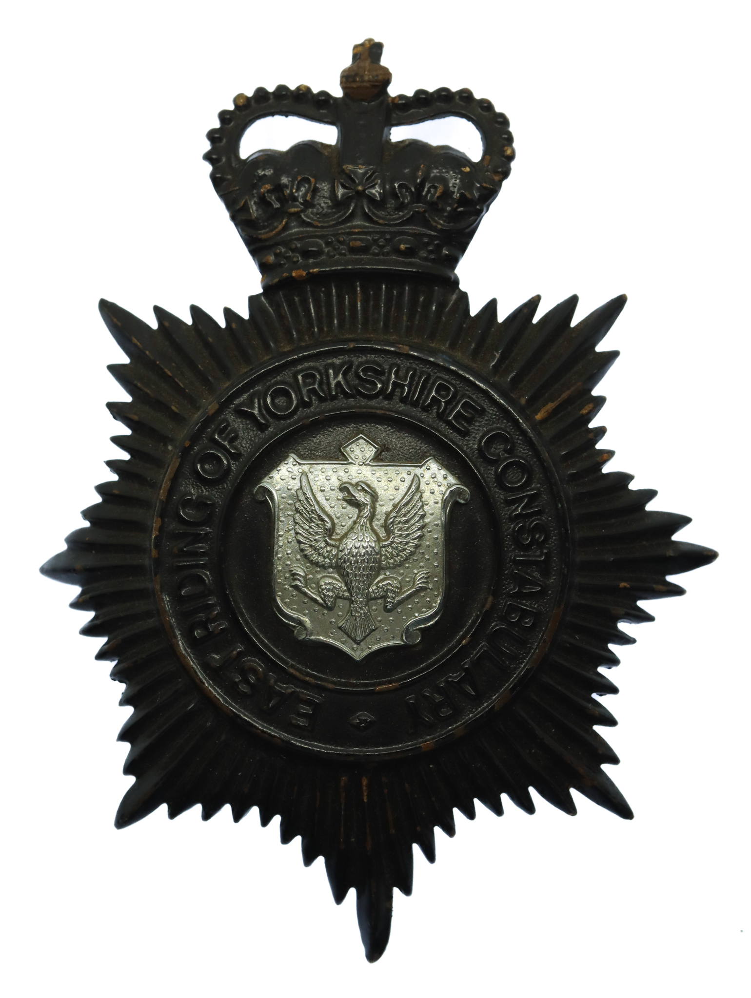 East Riding of Yorkshire Constabulary Night Helmet Plate - Queen's Crown