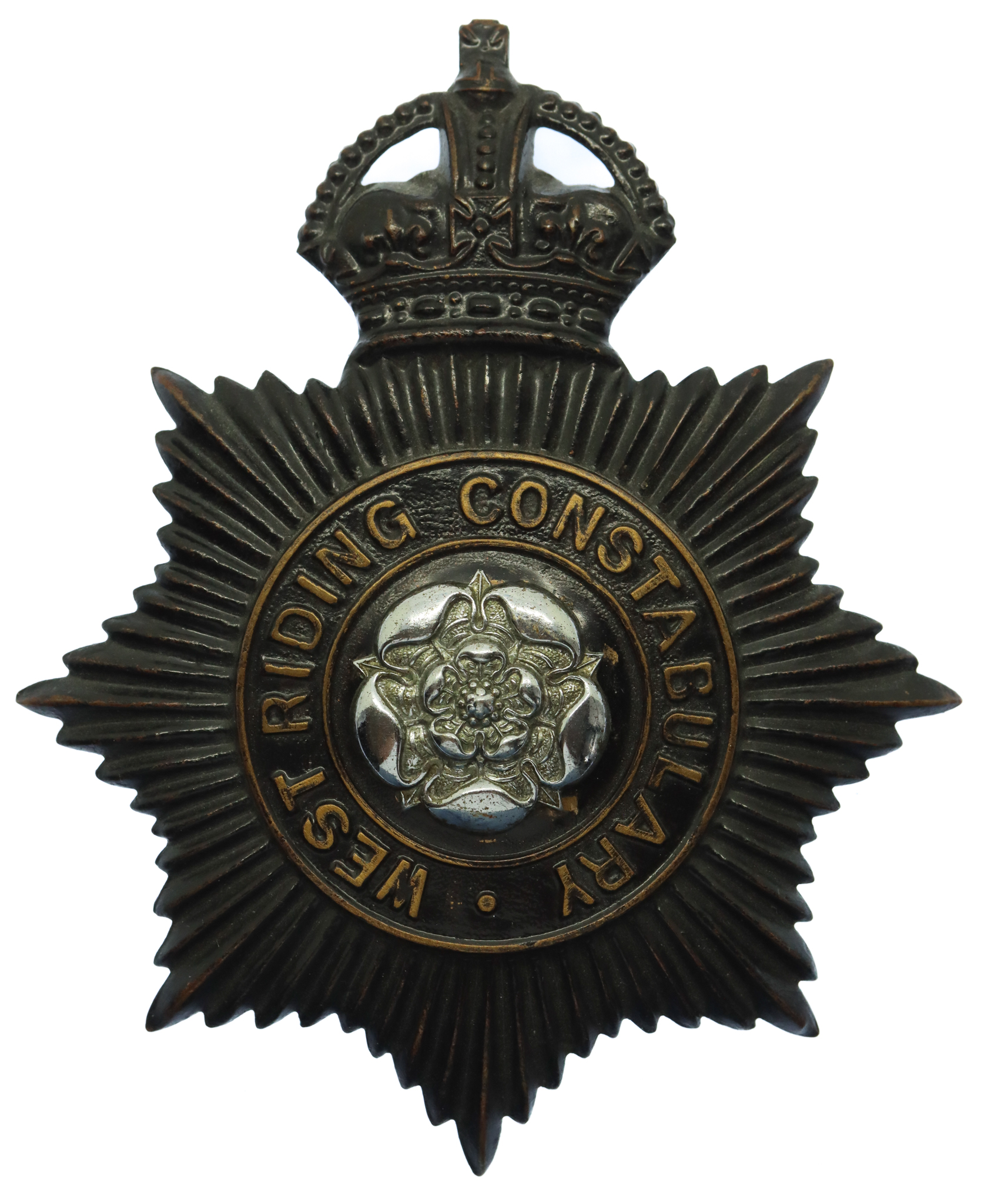 West Riding Constabulary Night Helmet Plate - King's Crown
