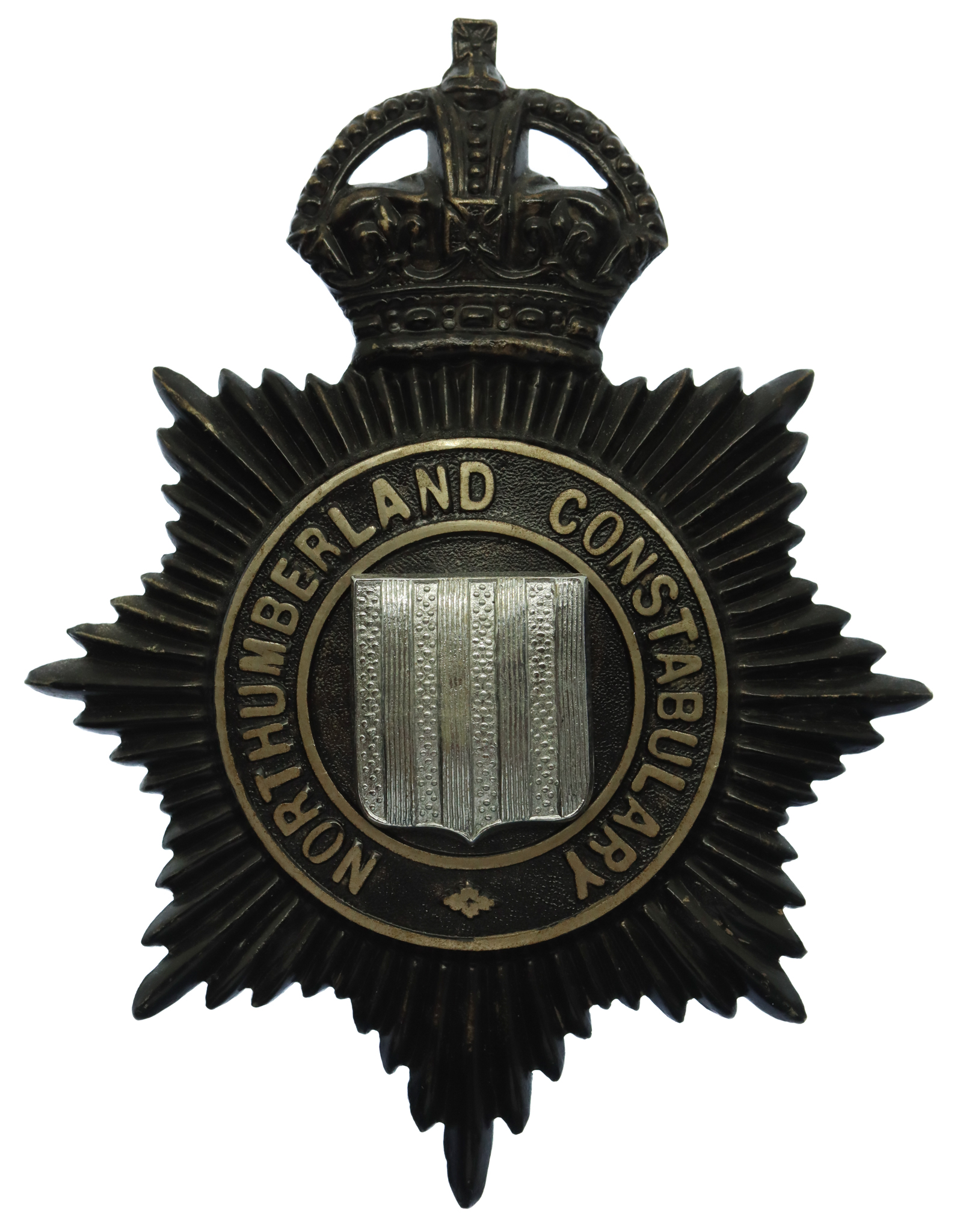 Northumberland Constabulary Night Helmet Plate - King's Crown