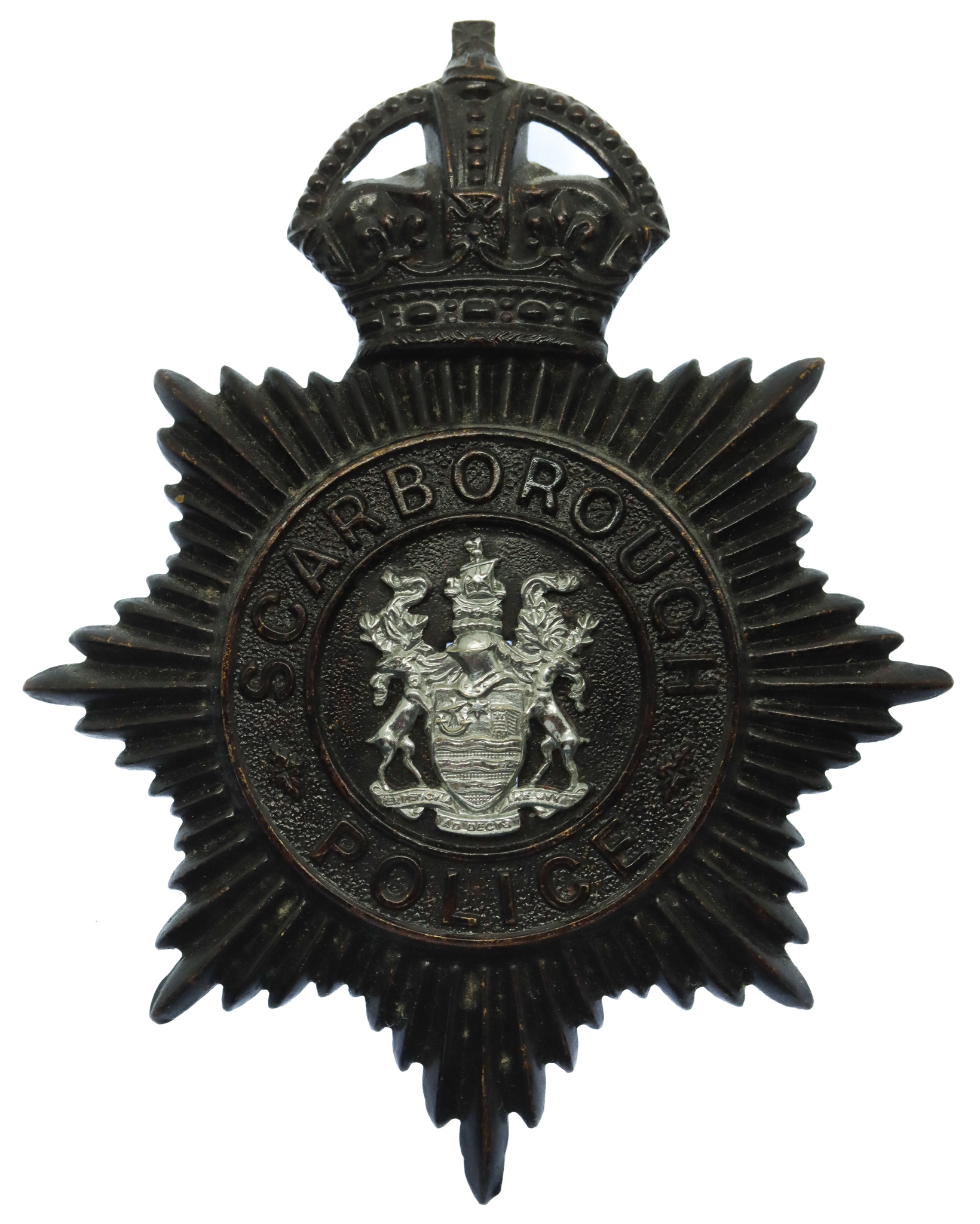 Scarborough Borough Police Night Helmet Plate - King;s Crown