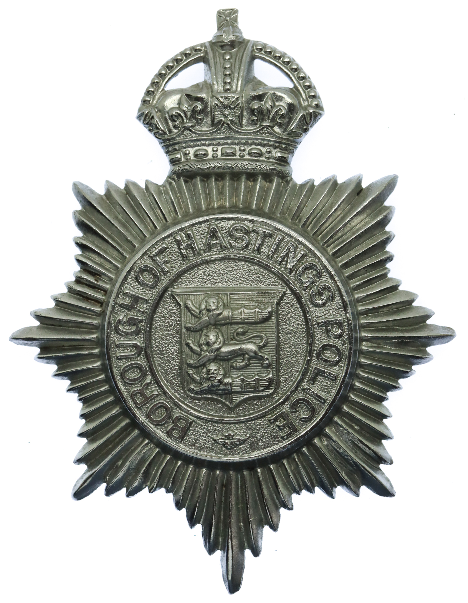 Hastings Borough Police Helmet Plate - King's Crown