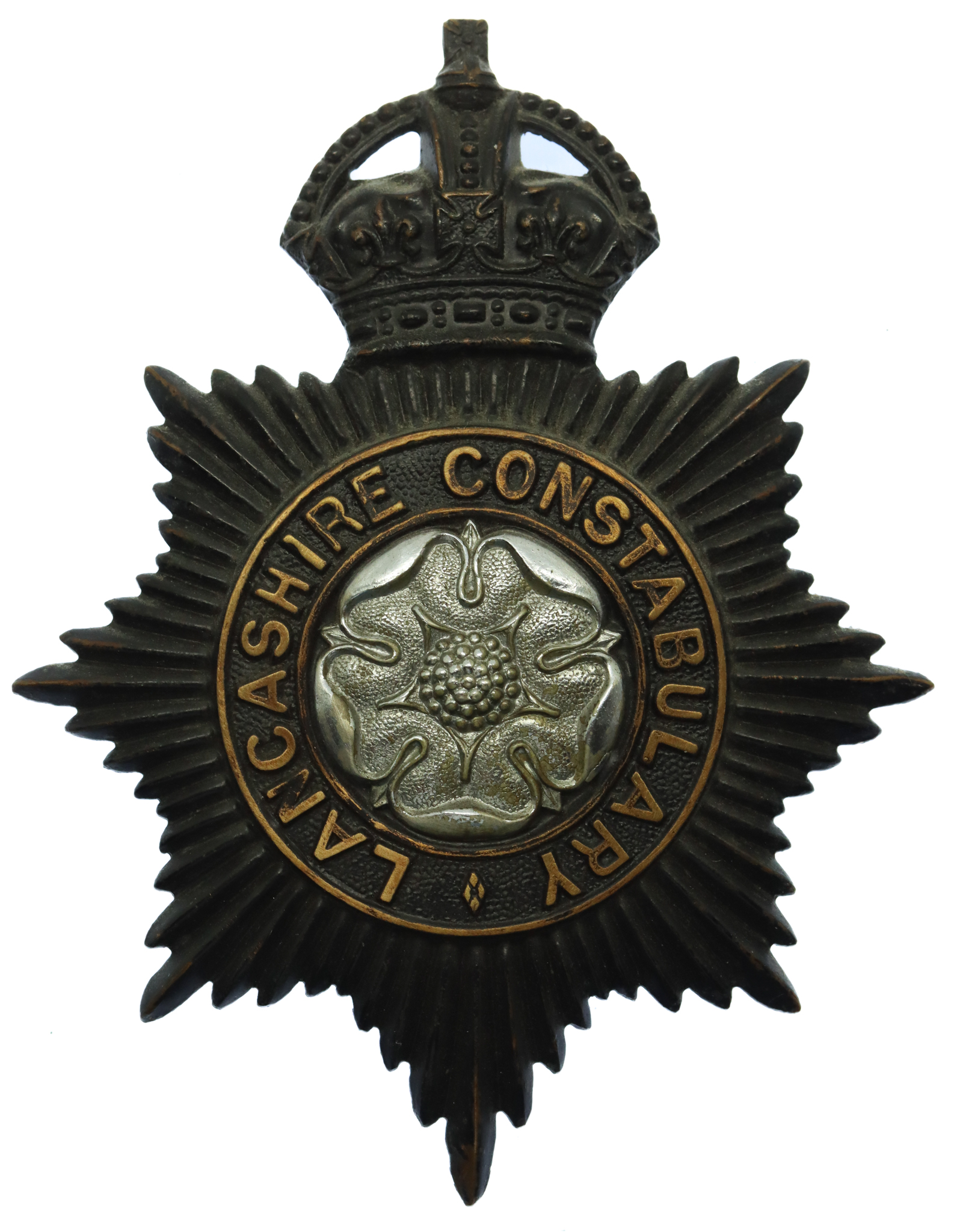 Lancashire Constabulary Night Helmet Plate - King's Crown