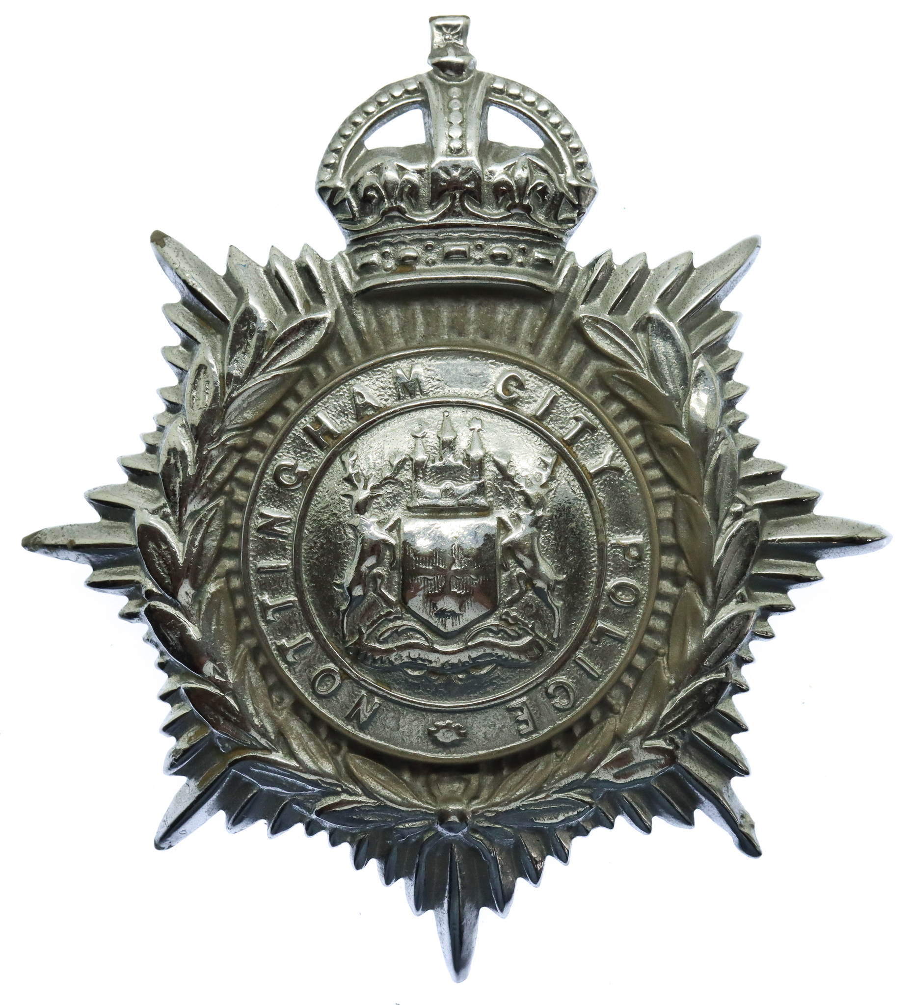 Nottingham City Police Helmet Plate - King's Crown