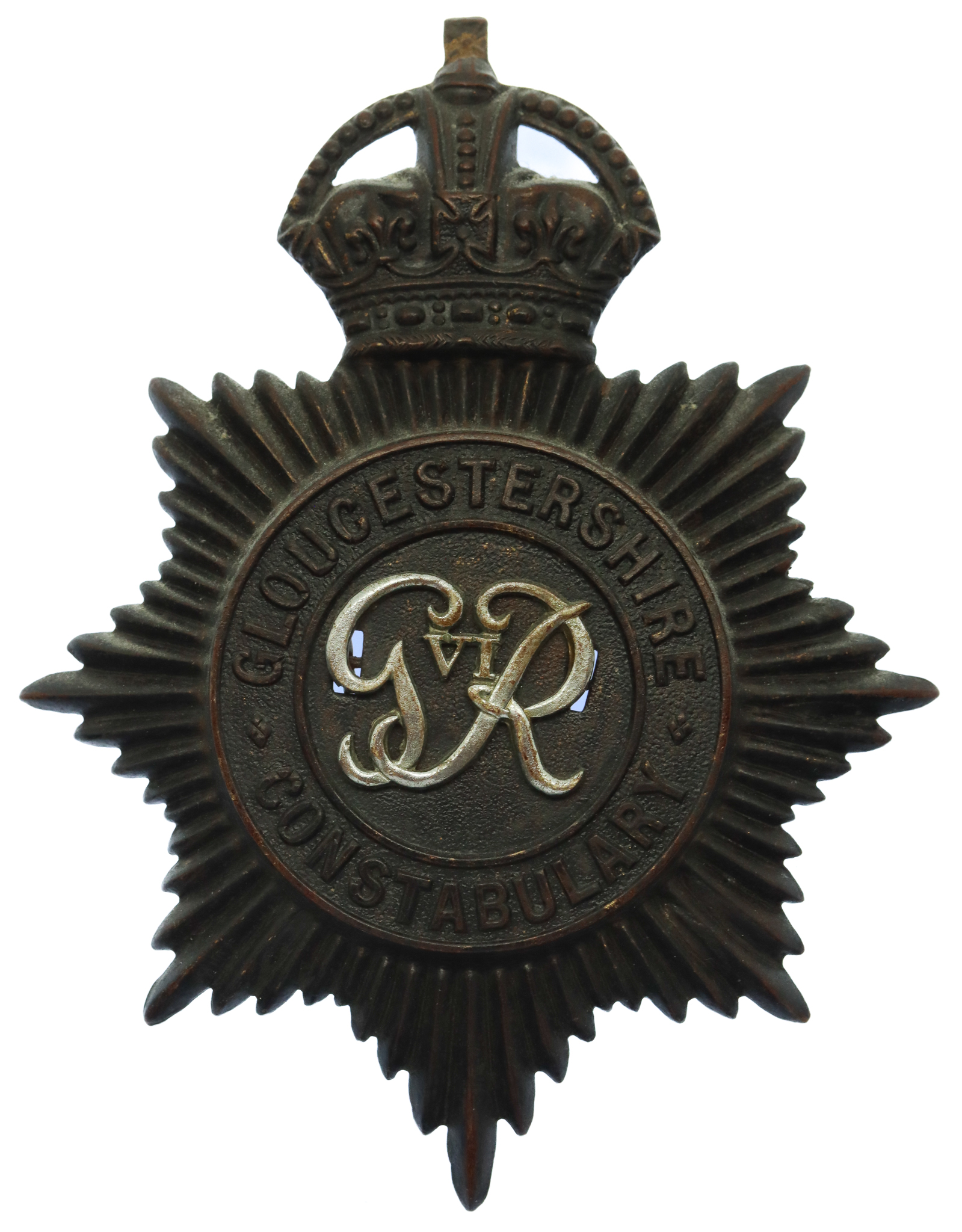 George VI Gloucestershire Constabulary Black Helmet Plate