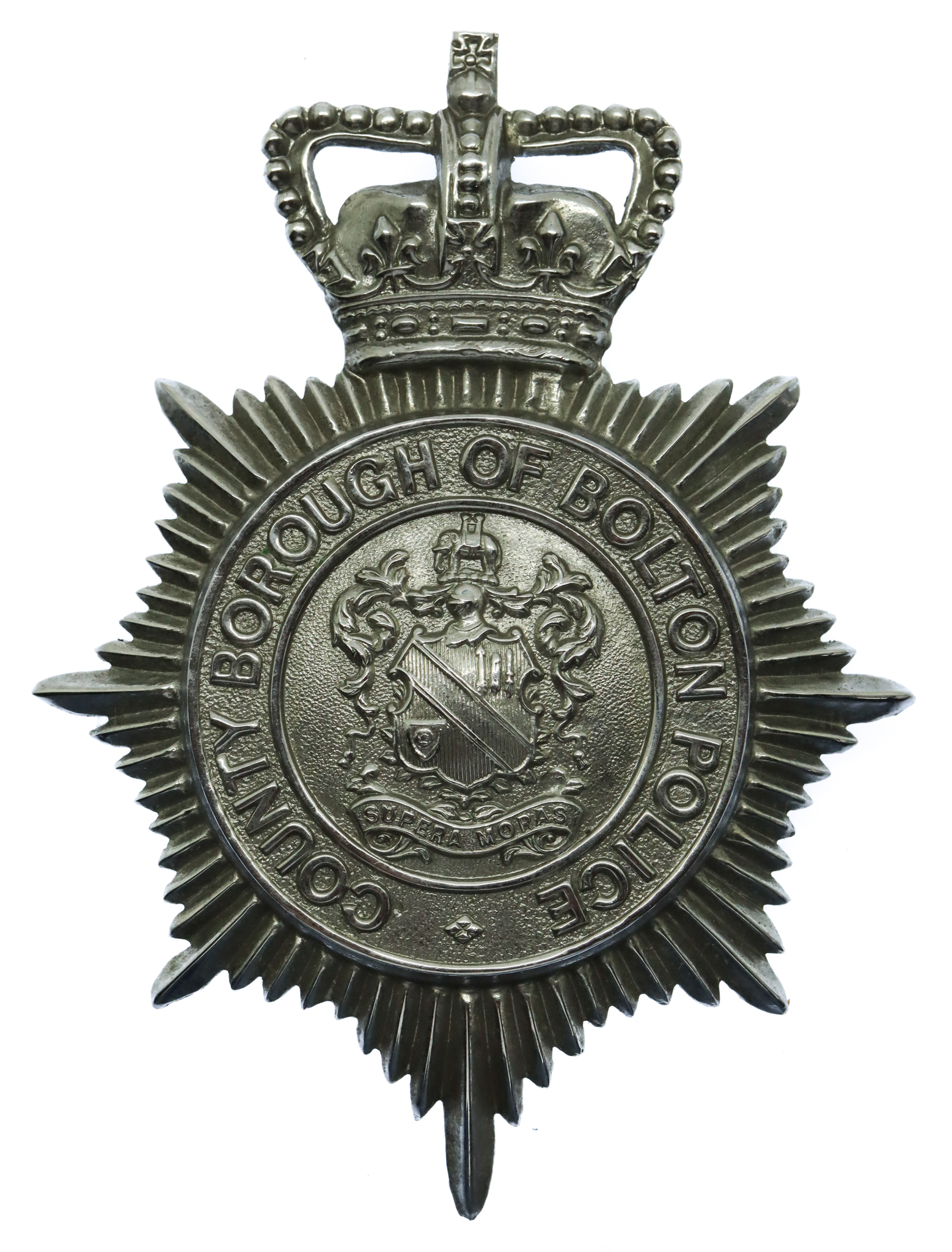 County Borough of Bolton Police Helmet Plate - Queen's Crown
