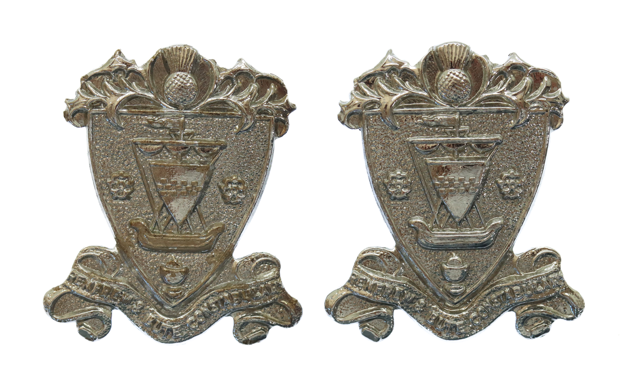 Pair of Renfrew & Bute Constabulary Collar Badges