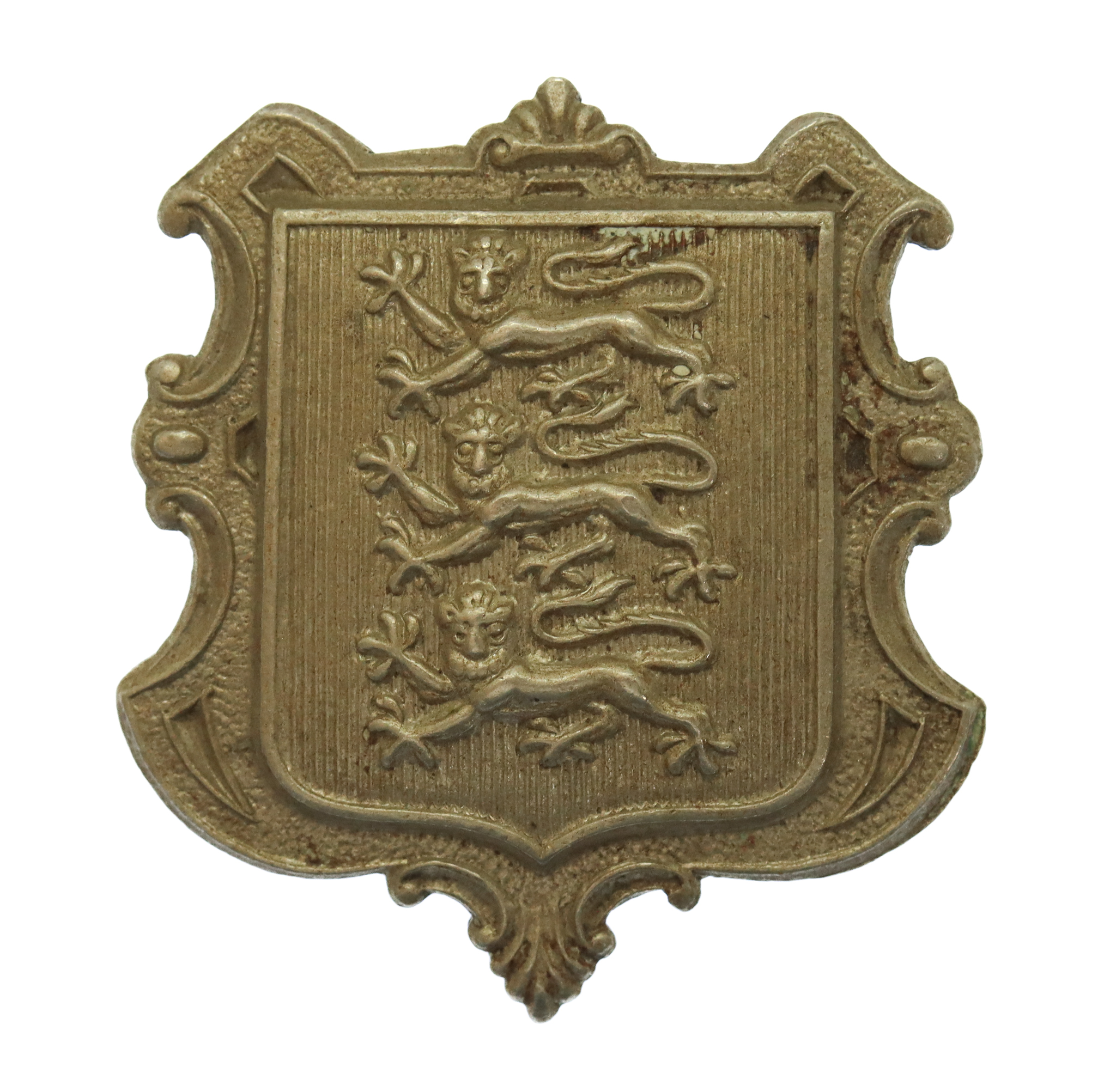 States of Jersey Police White Metal Coat of Arms Collar Badge