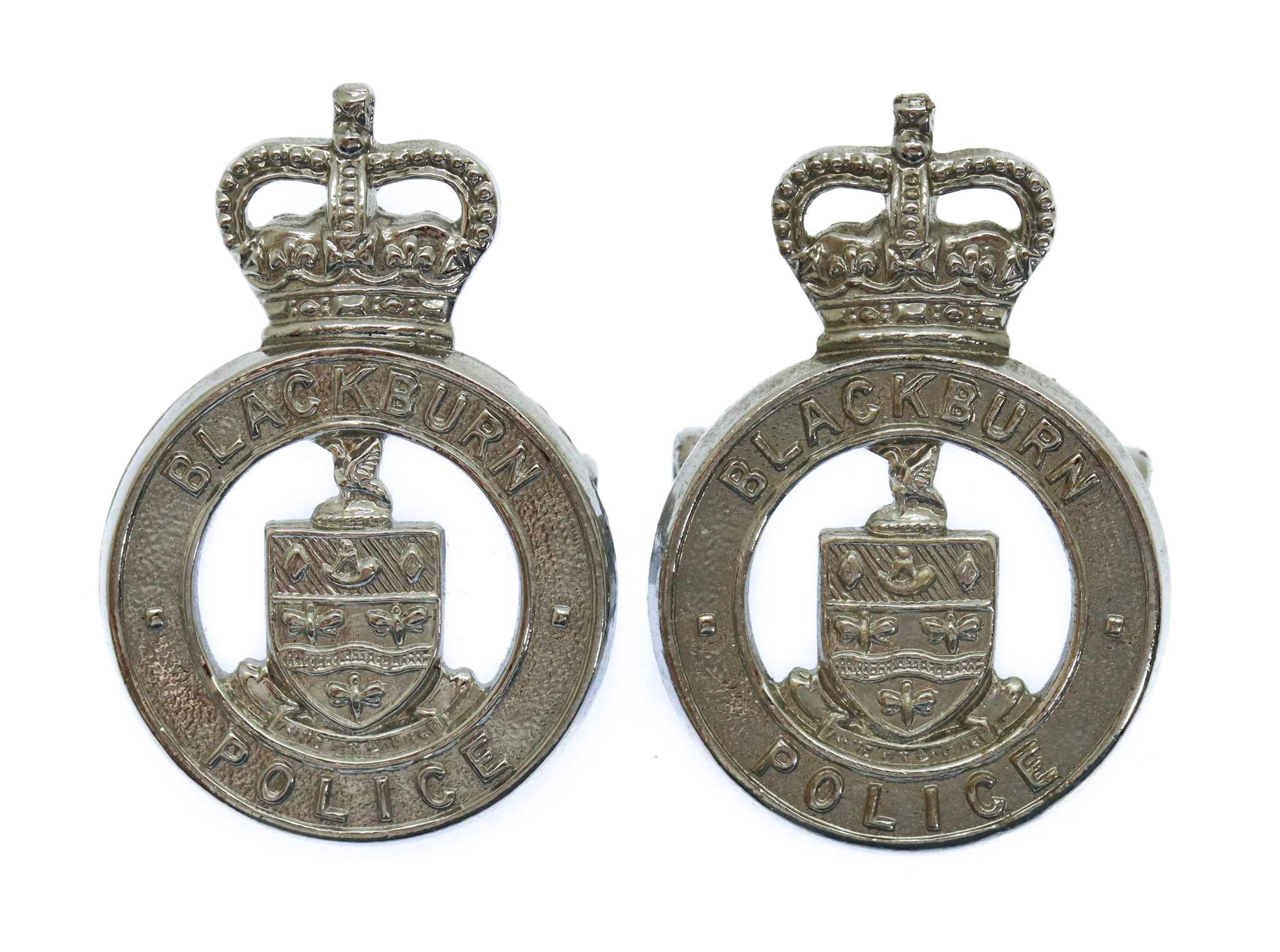 Pair of Blackburn Borough Police Collar Badges - Queen's Crown