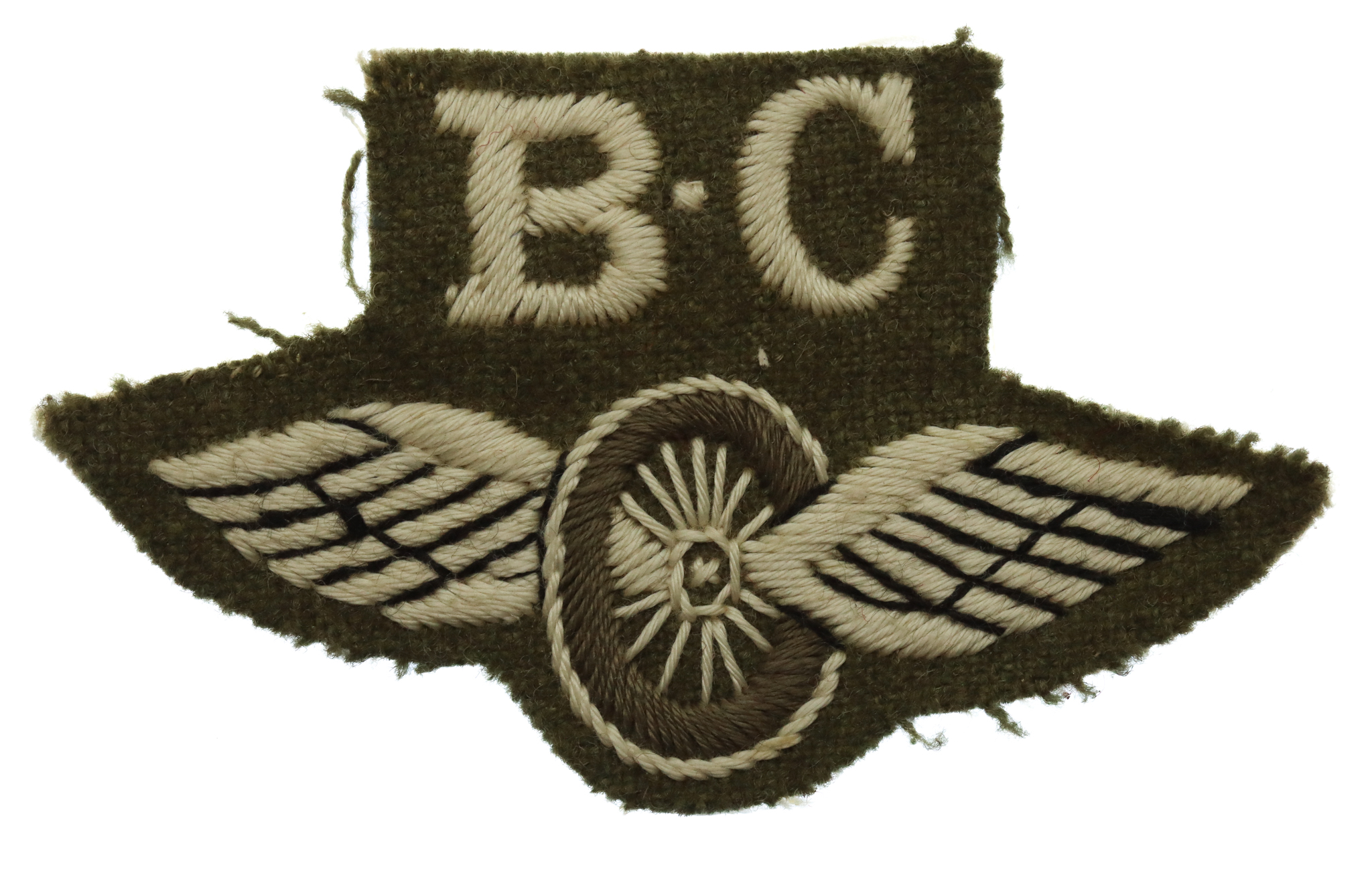 British Army Bren Carrier (B.C.) Winged Wheel Cloth Proficiency Arm Badge