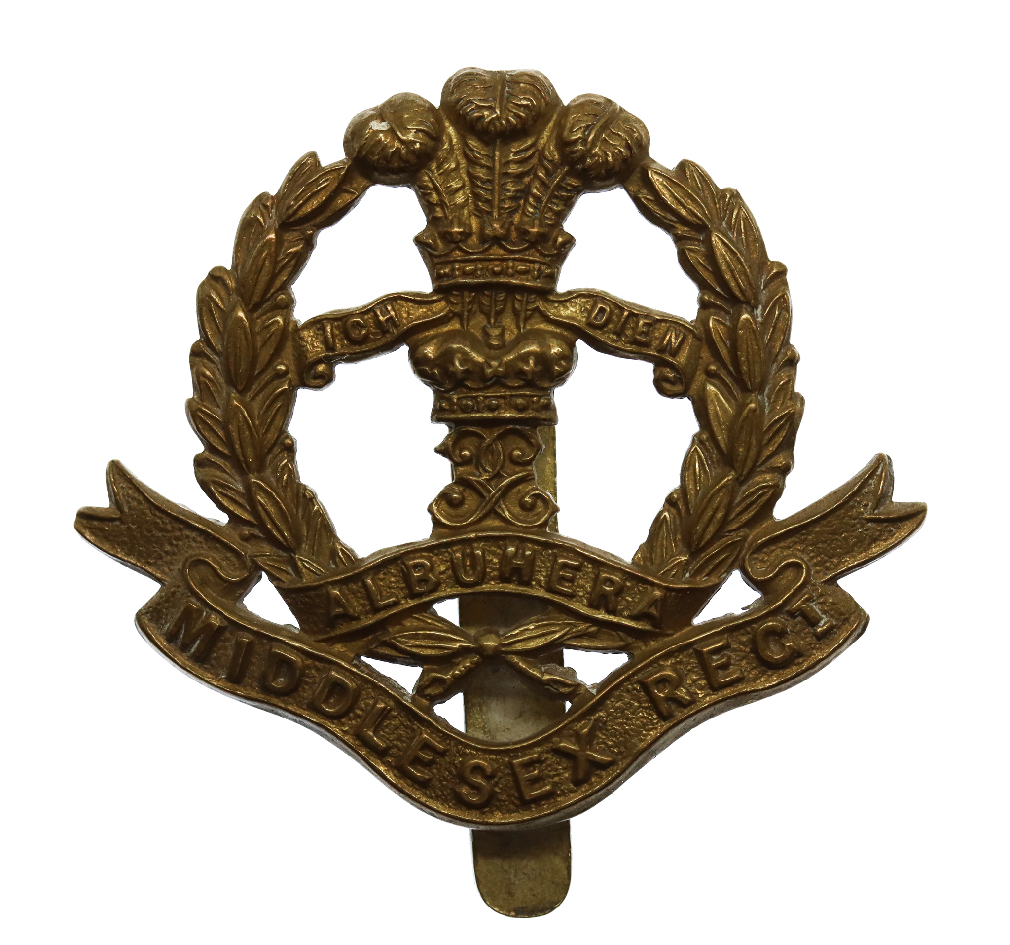 Middlesex Regiment WW1 All Brass Economy Cap Badge