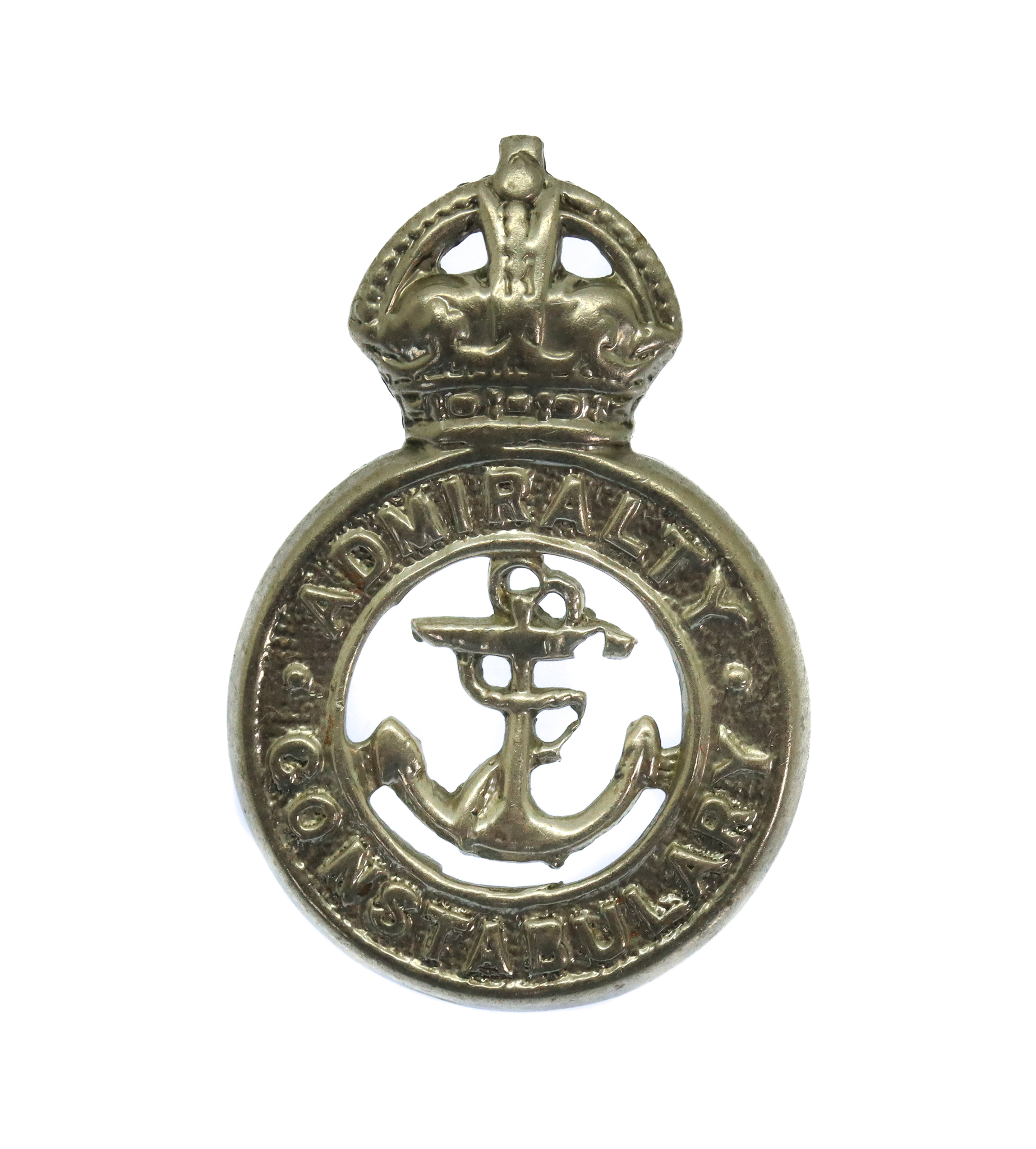 Admiralty Constabulary White Metal Collar Badge - King's Crown