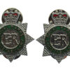 Pair of Royal Parks Constabulary Enamelled Collar Badges - Queen's Crown