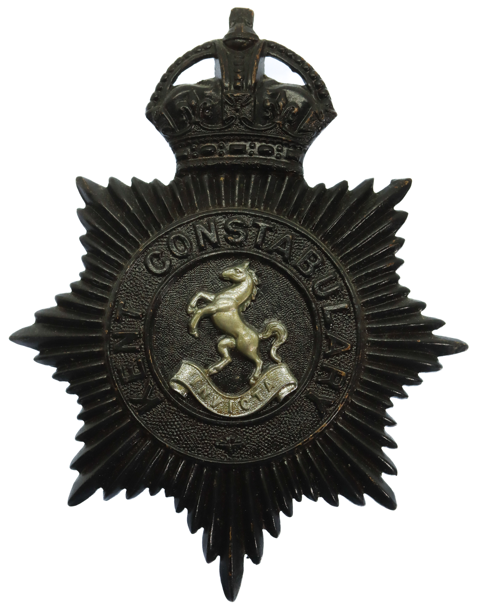 Kent Constabulary Night Helmet Plate - King's Crown
