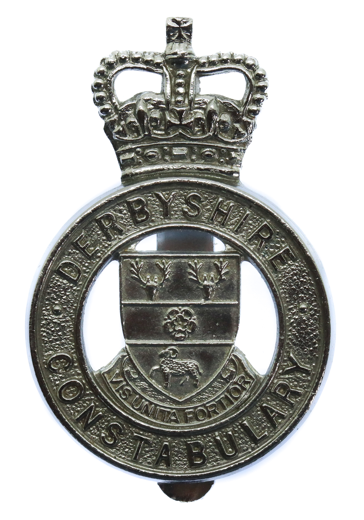 Derbyshire Constabulary Cap Badge - Queen's Crown