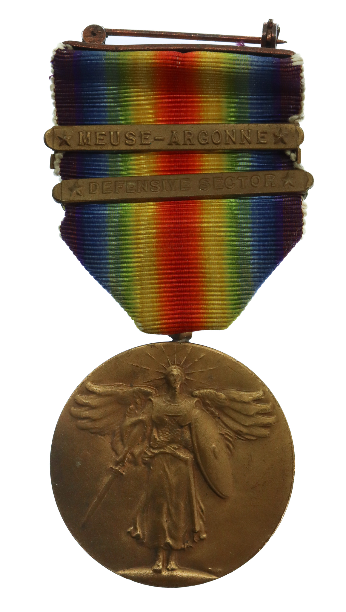 USA WW1 Victory Medal with 2 Clasps (Defensive Sector, Meuse-Argonne)