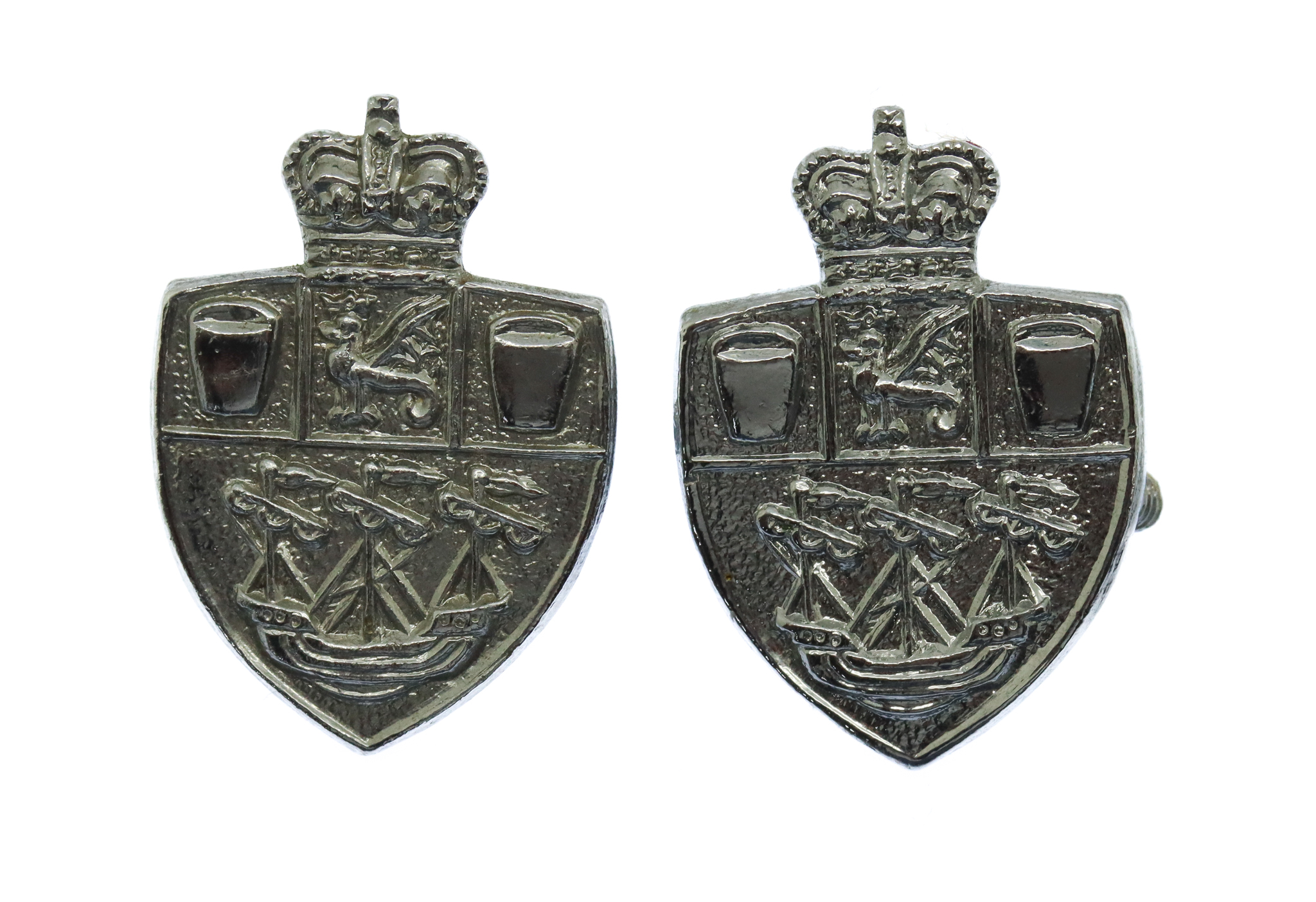 Pair of Teesside Constabulary Collar Badges - Queen's Crown