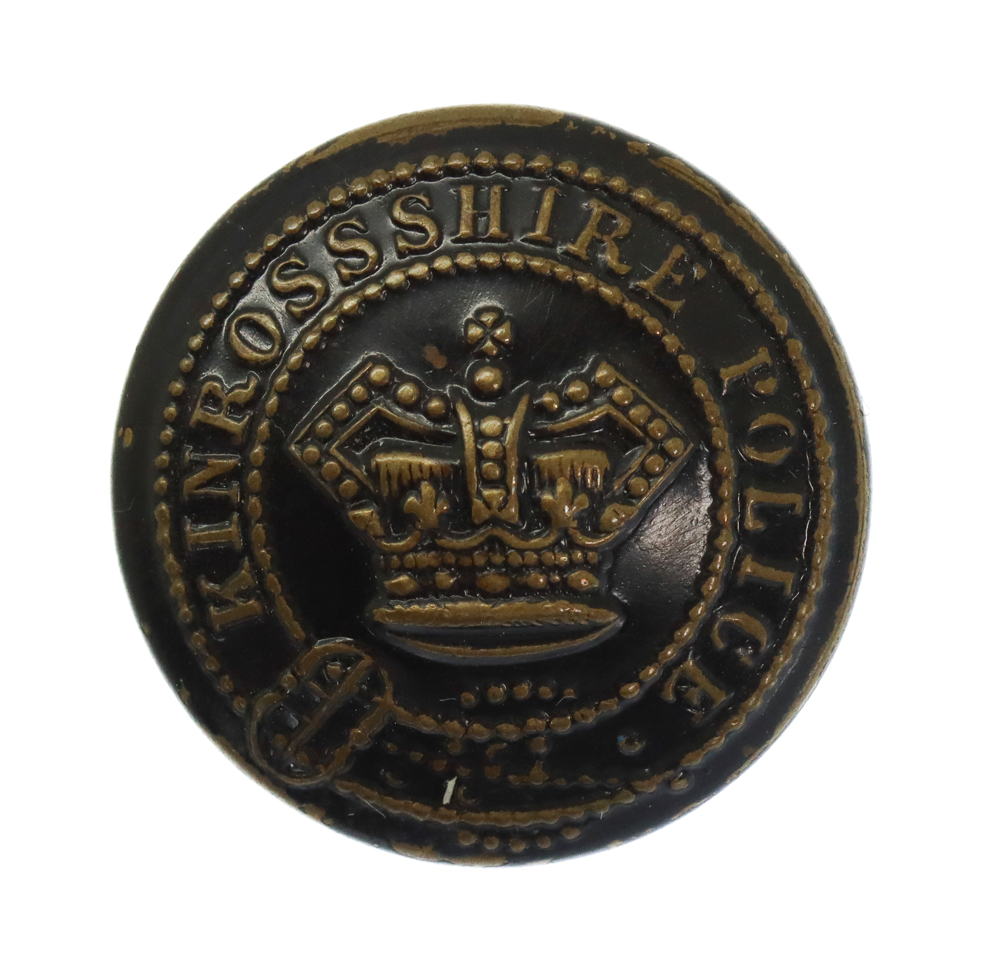 Victorian Kinross-shire Constabulary Blackened Brass Button (25mm)