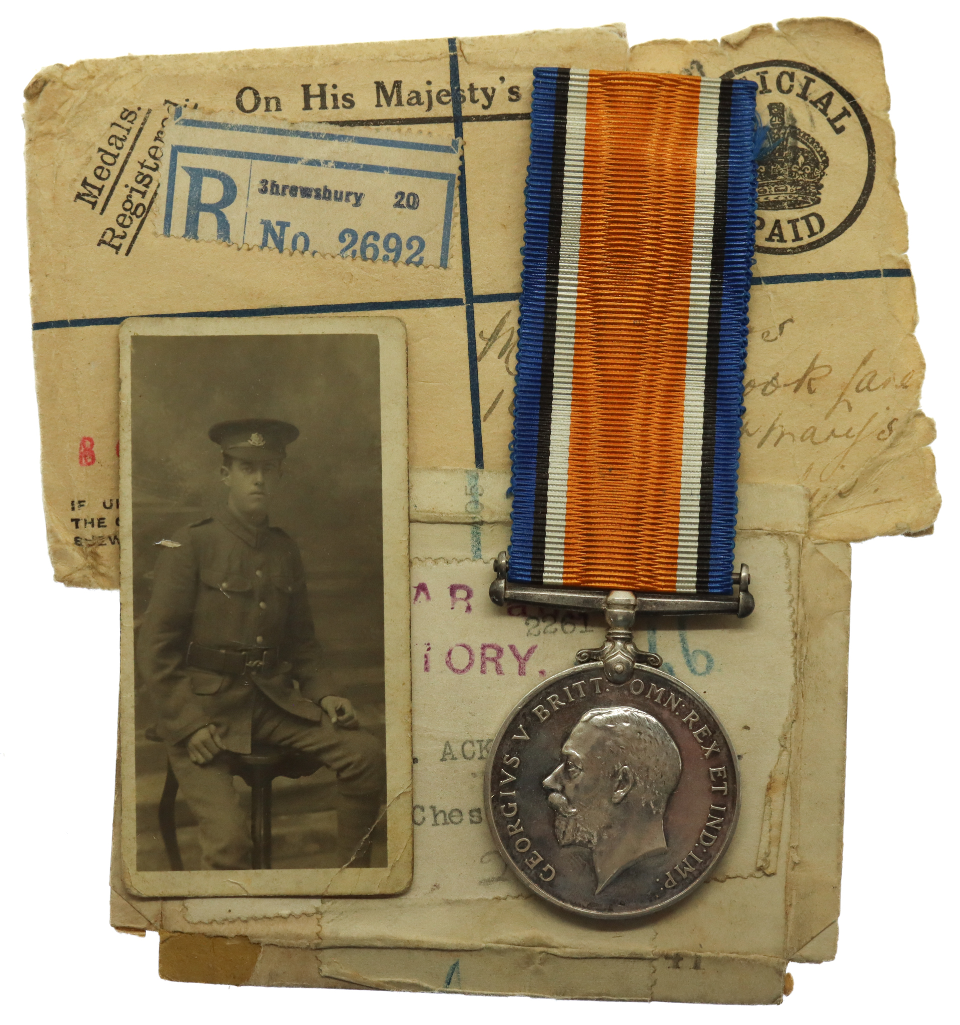 WW1 British War Medal - Pte. A. Ackers, 12th Bn. Cheshire Regiment