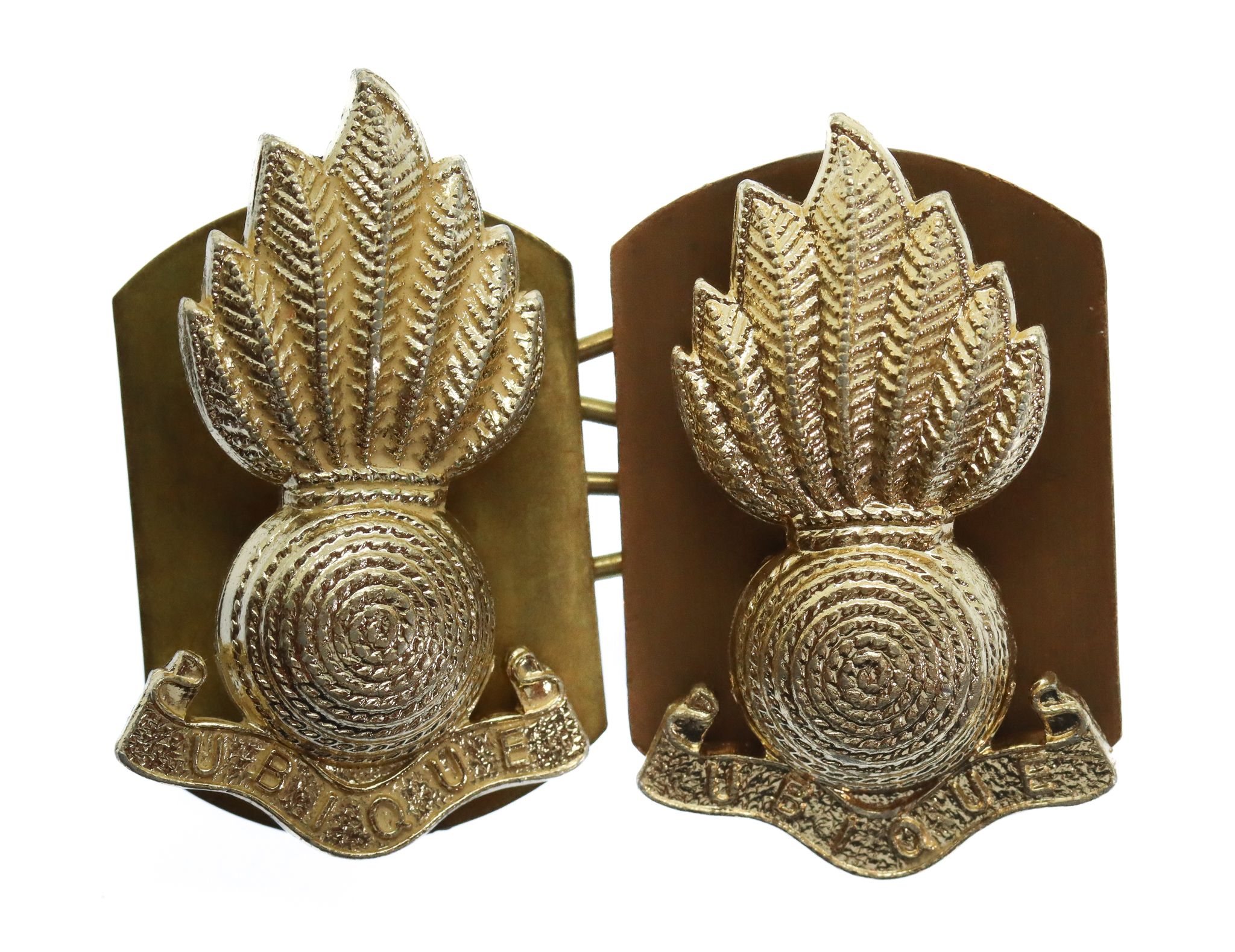 Pair of Royal Artillery Anodised (Staybrite) Collar Badges