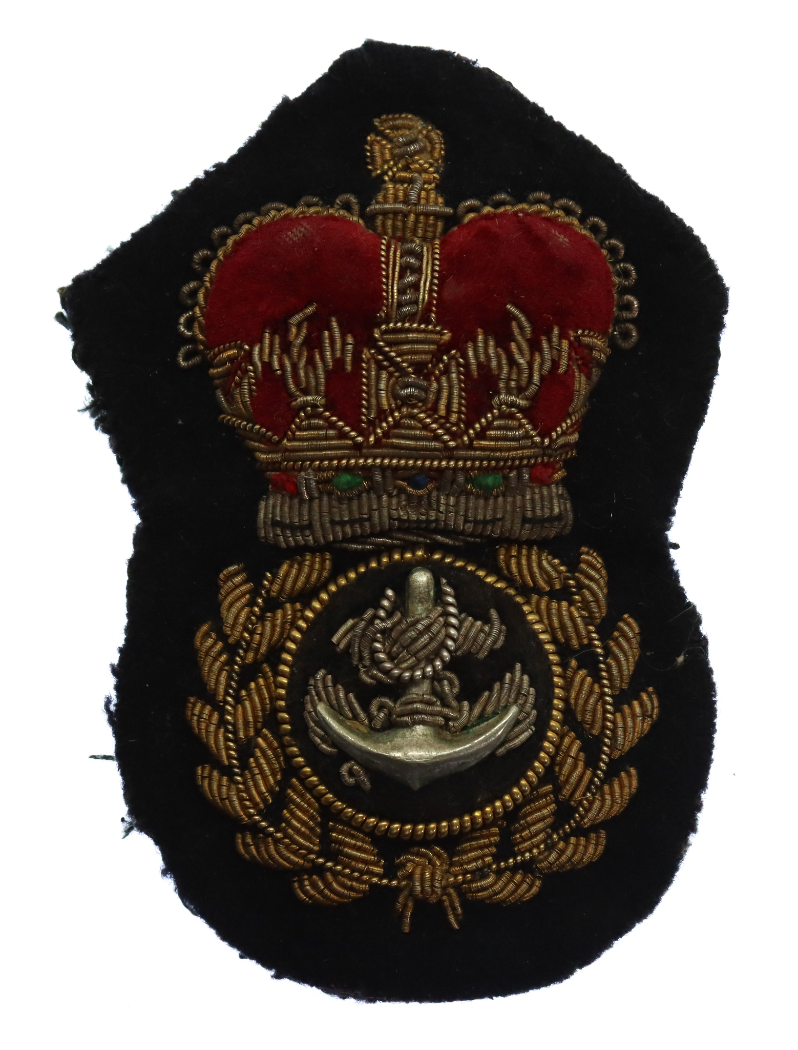 Royal Navy Chief Petty Officer's Bullion Cap Badge - Queen's Crown