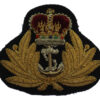 Royal Navy Officer's Bullion Cap Badge - Queen's Crown