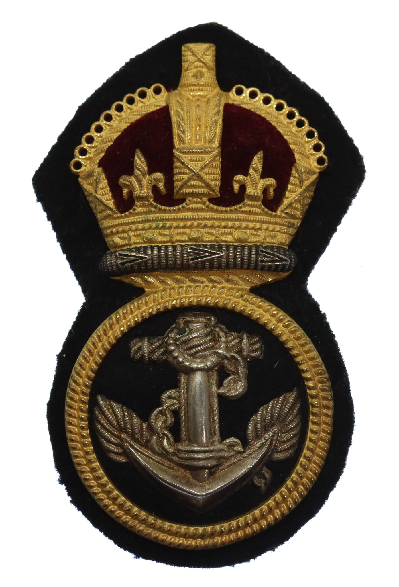 Royal Navy Petty Officer's Gilt Metal Economy Cap Badge - King's Crown