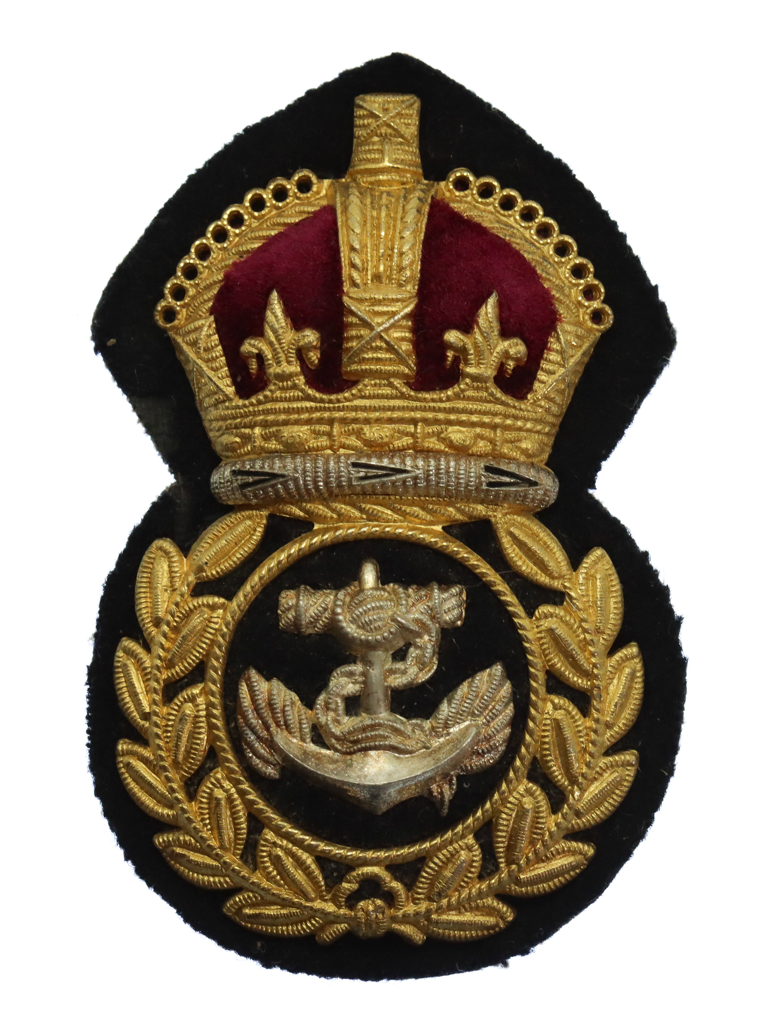Royal Navy Chief Petty Officer's Gilt Metal Economy Cap Badge - King's Crown