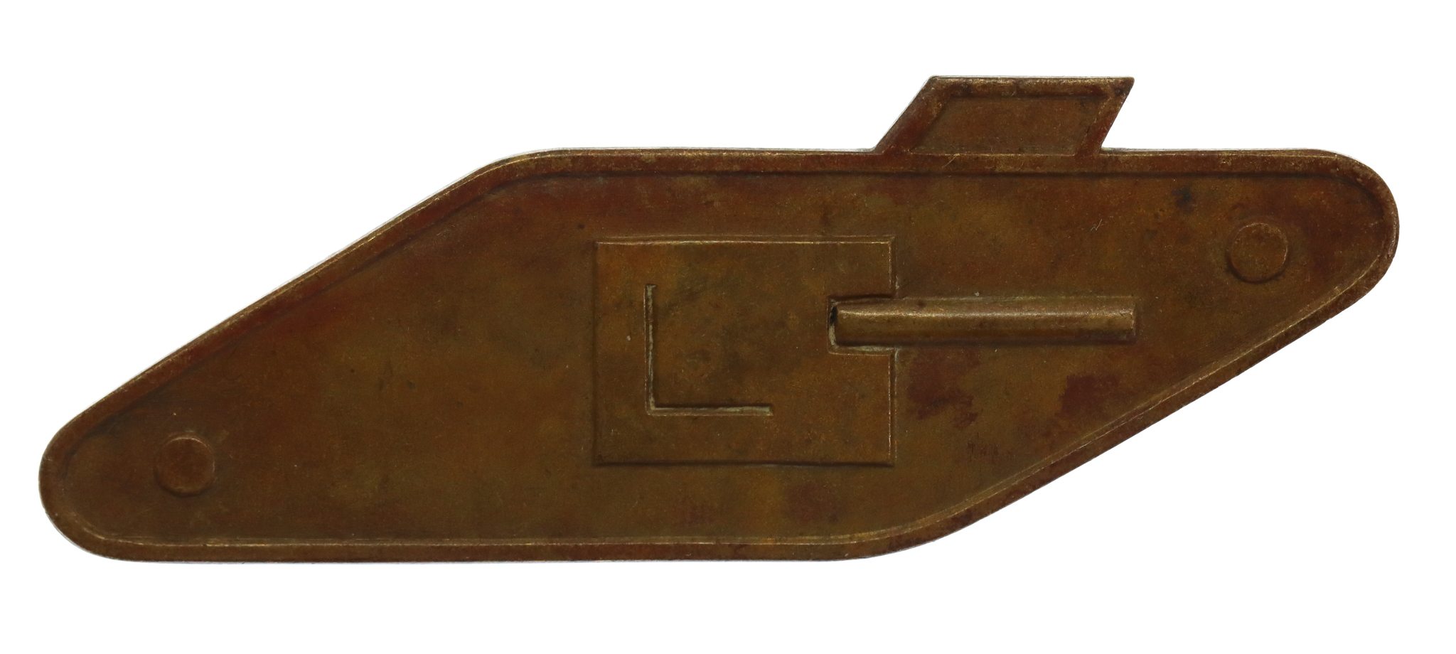 Royal Tank Regiment (R.T.R.) Brass Sleeve Badge