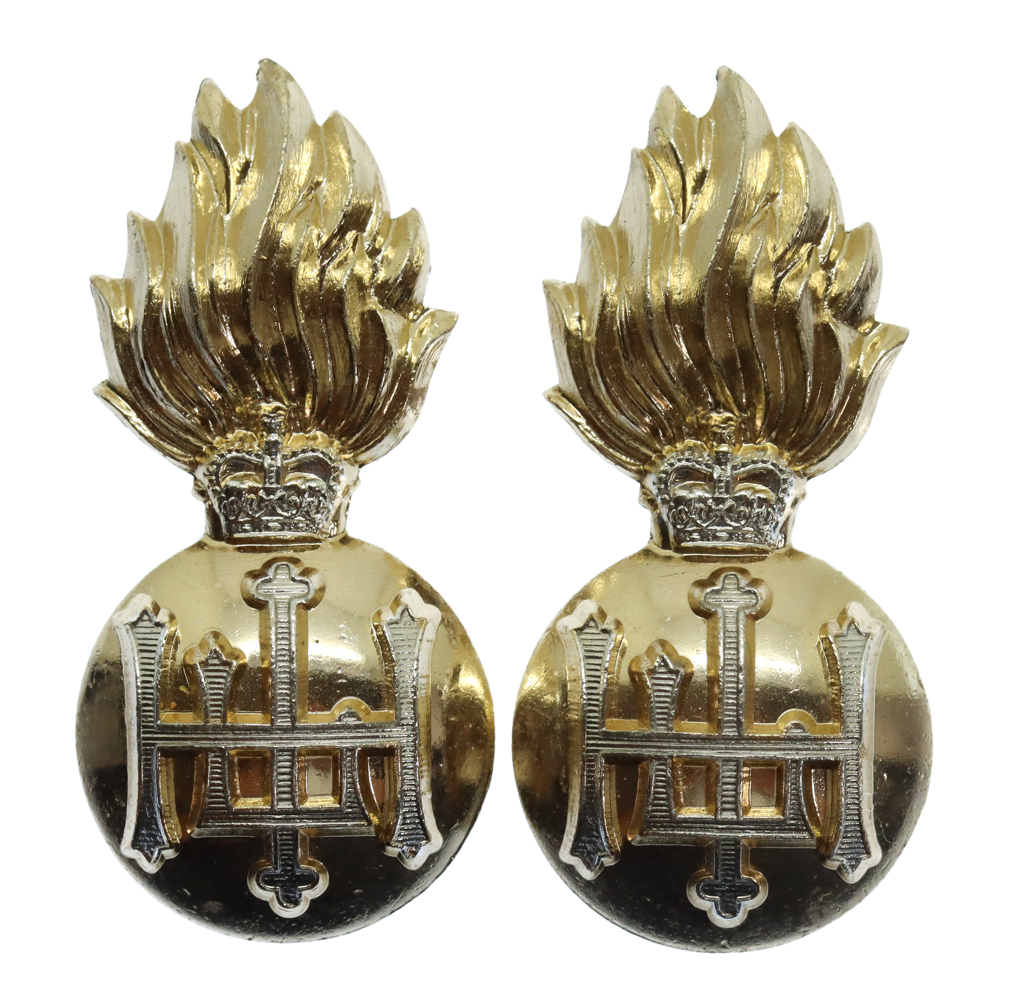 Pair of Royal Highland Fusiliers (R.H.F.) Anodised (Staybrite) Collar Badges