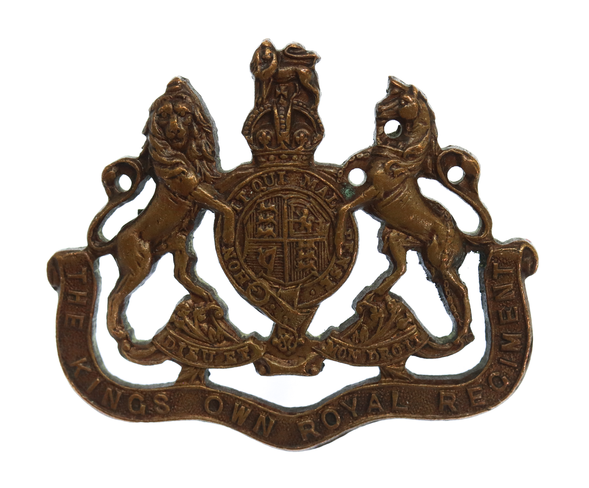 King's Own Royal Regiment Norfolk Yeomanry Officer's Service Dress Collar Badge - King's Crown