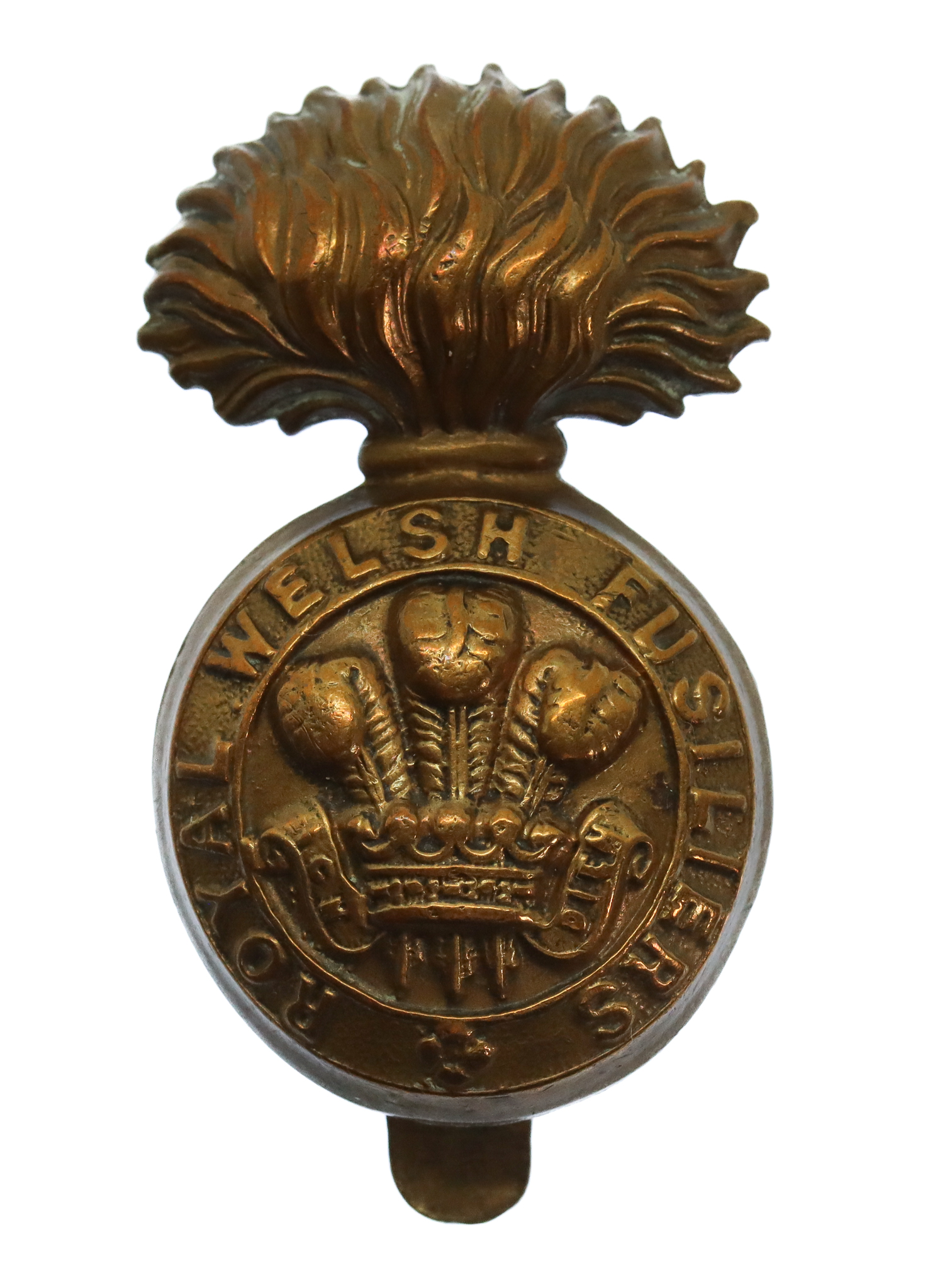 Royal Welsh Fusiliers WW1 All Brass Economy Cap Badge