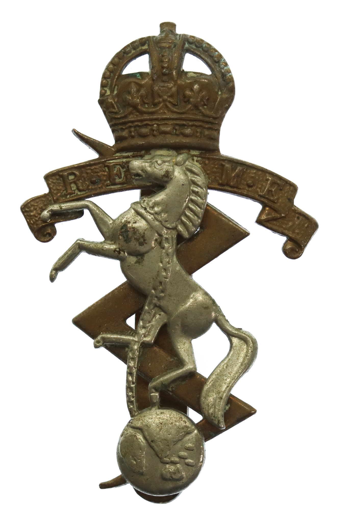 Royal Electrical & Mechanical Engineers (R.E.M.E.) Bi-Metal Cap Badge - King's Crown (2nd Pattern)