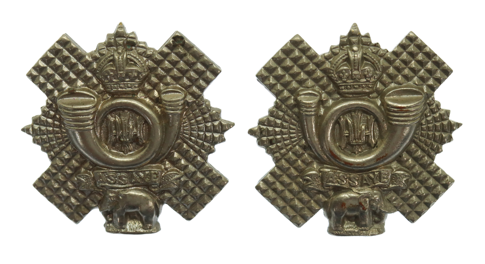 Pair of Highland Light Infantry (H.L.I.) Collar Badges - King's Crown