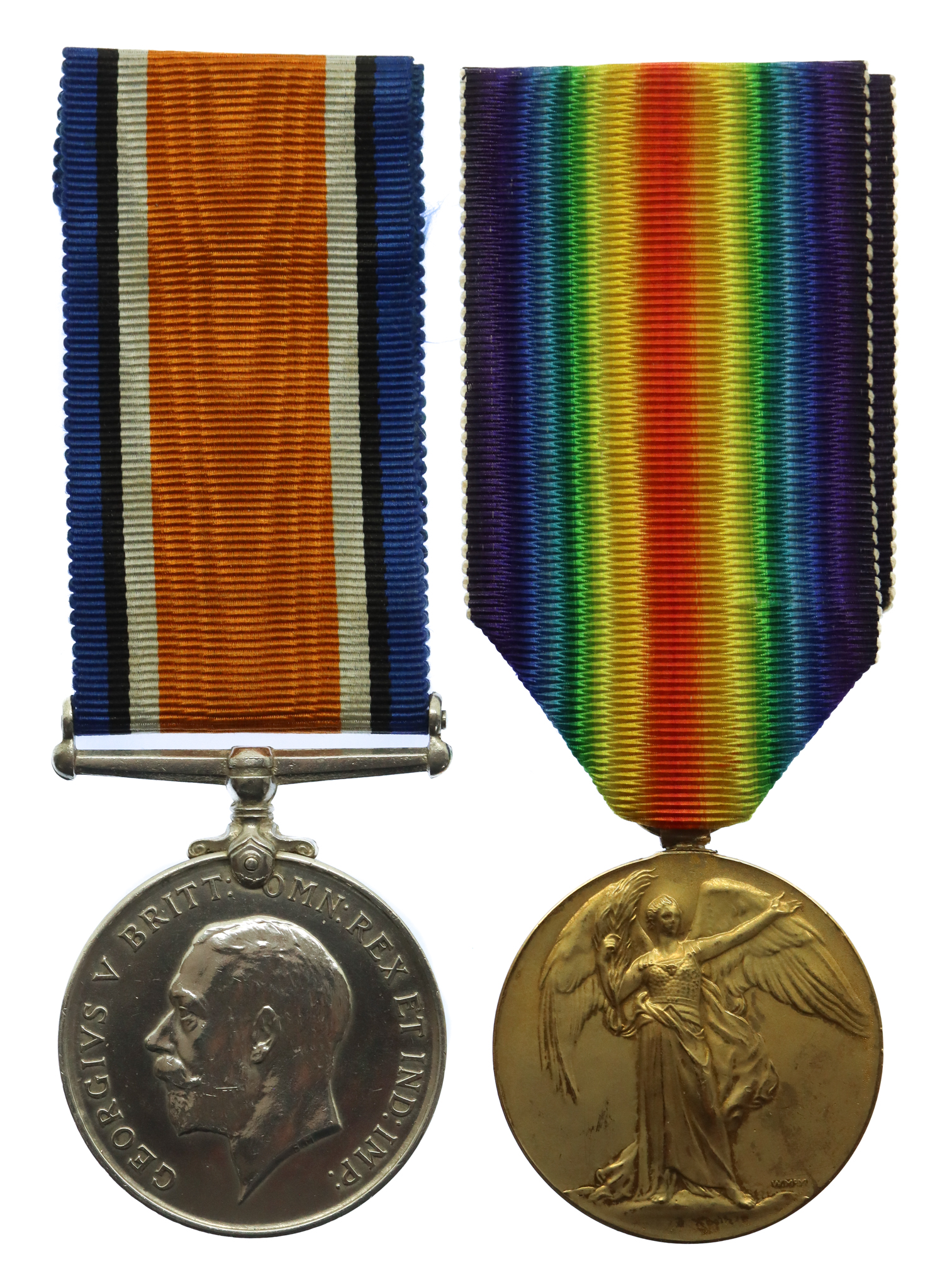 WW1 British War & Victory Medal Pair - Pte. G. Simmons, Rifle Brigade - Wounded