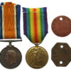 WW1 British War & Victory Medal Pair & Dog Tags - Spr. D. Mitchell, Railway Operating Div. Royal Engineers - Died 12/3/1918