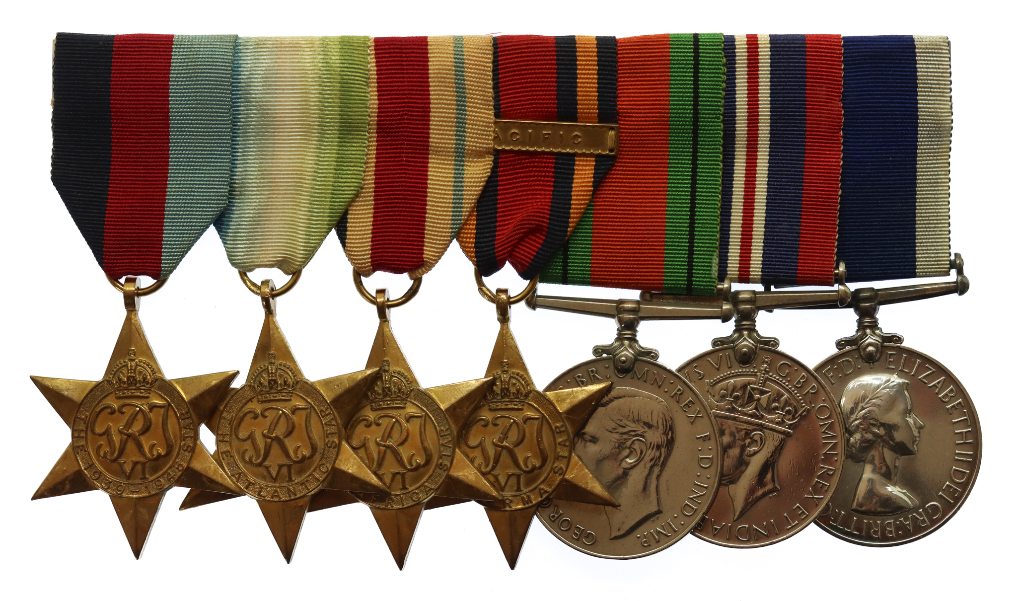 WW2 and Royal Navy Long Service & Good Conduct Medal Group of Seven - Mech.1. W.A. King, Royal Navy