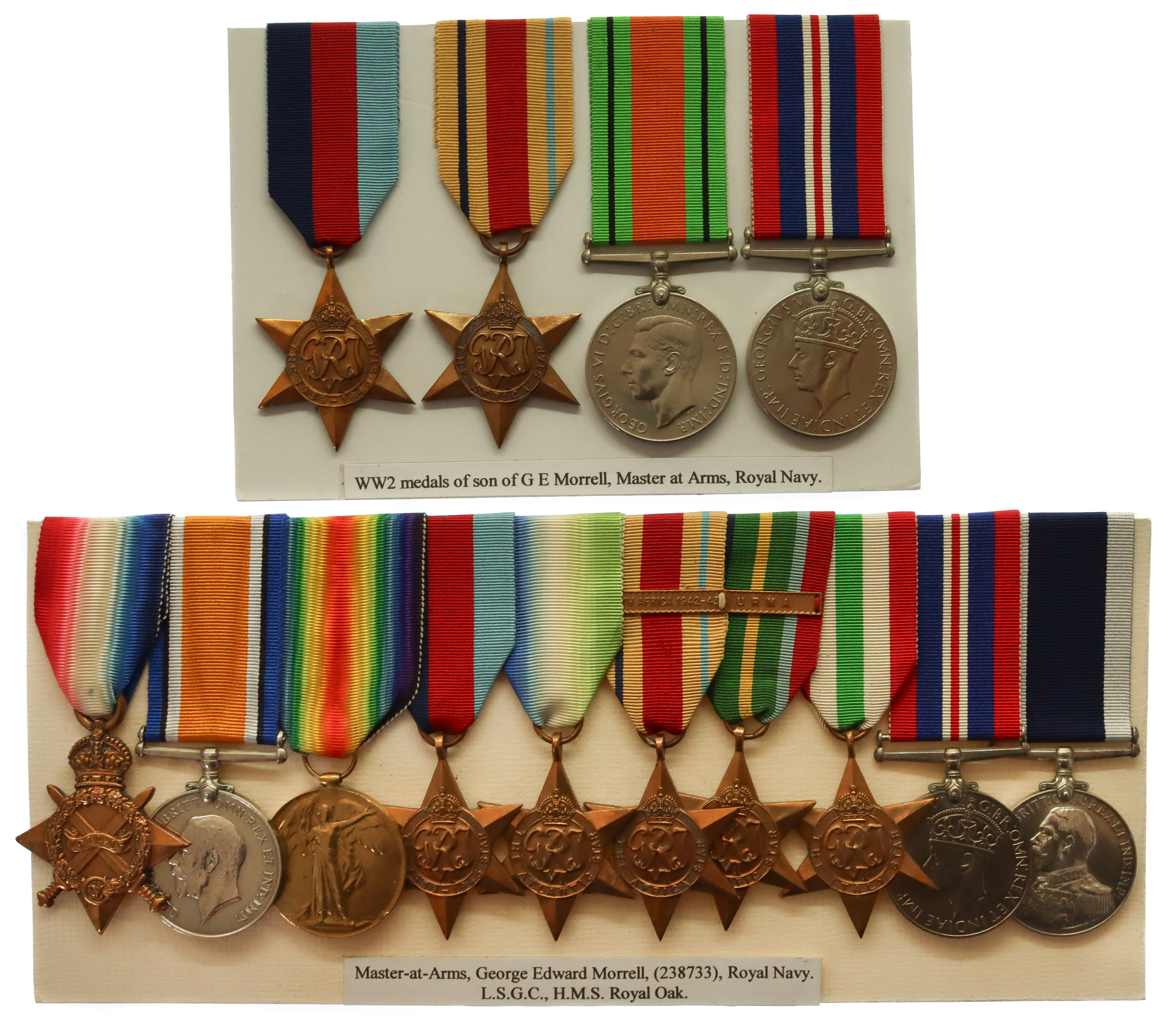 WW1, WW2 and Royal Navy Long Service & Good Conduct Medal Group of Ten - Master at Arms G.E. Morrell, Royal Navy