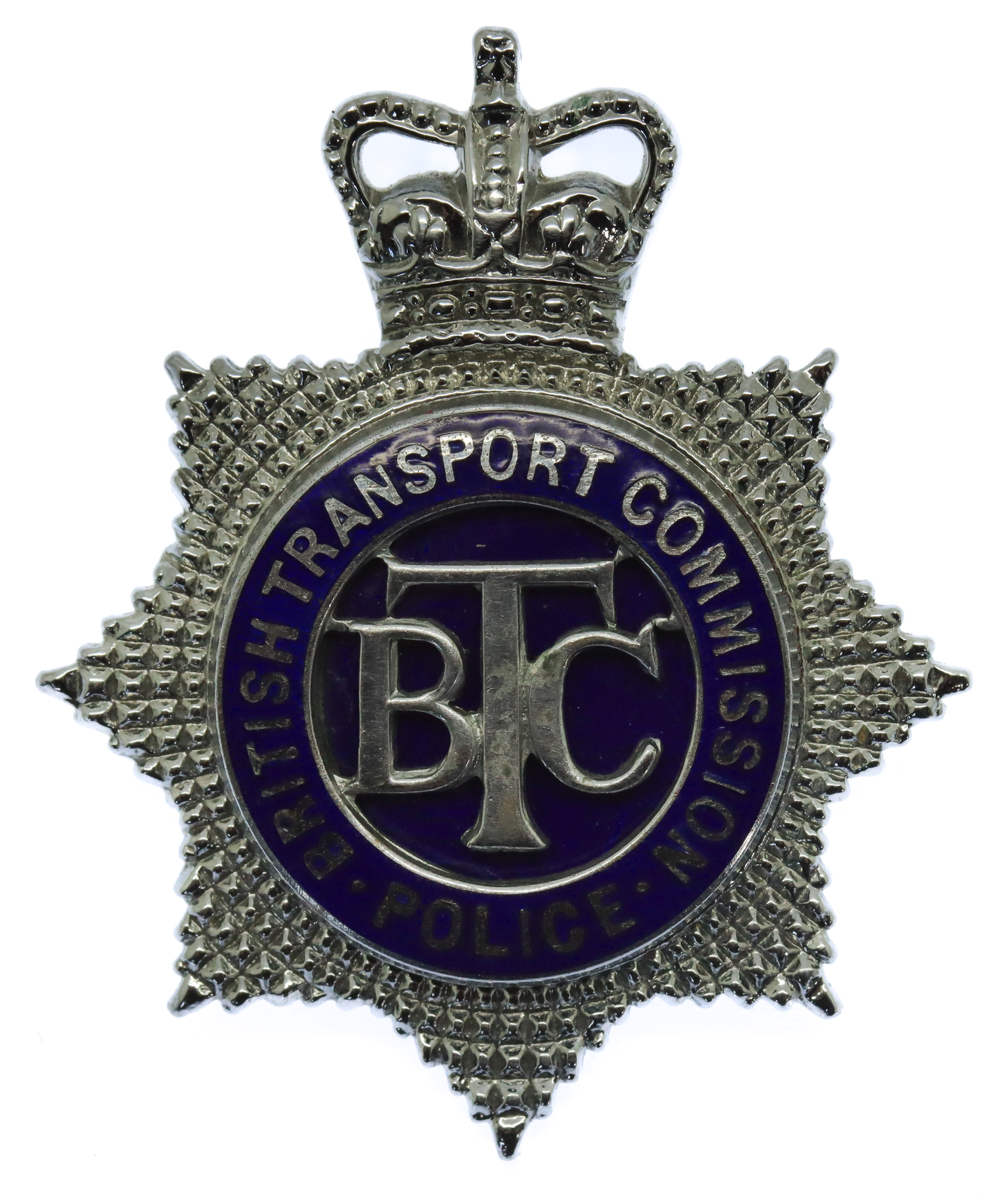 British Transport Commission (B.T.C.) Police Senior Officer's Enamelled Cap Badge - Queen's Crown